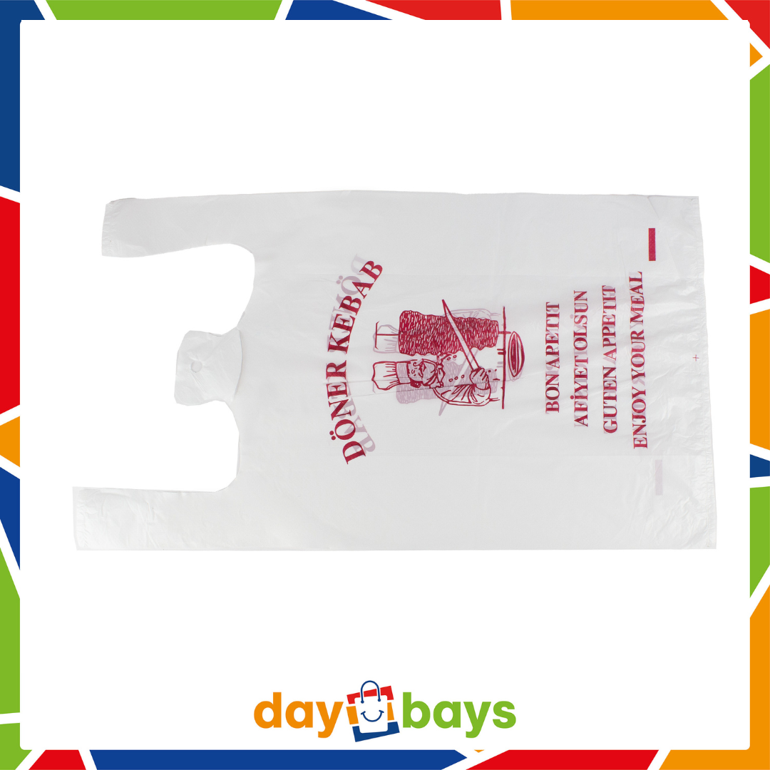 DayBays Hemdchentragetaschen 28+14x48 cm HDPE Mit Druck "DÖNER KEBAB"