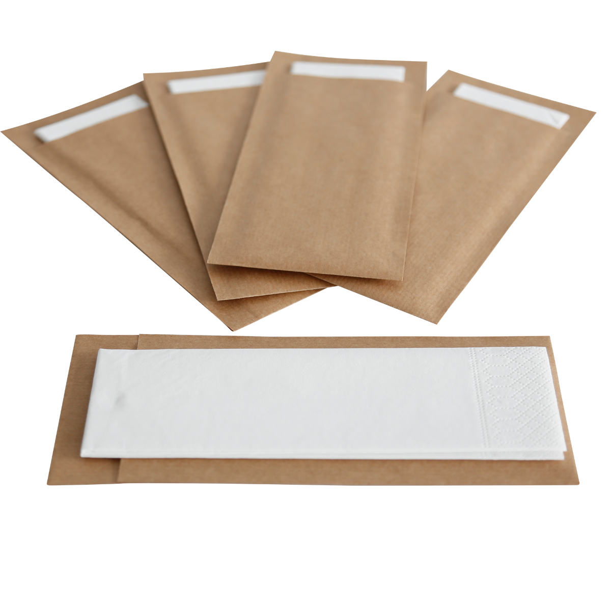 DayBays Bestecktaschen mit weisser Serviette 330x330 mm 2-lagig 1/8 Falz