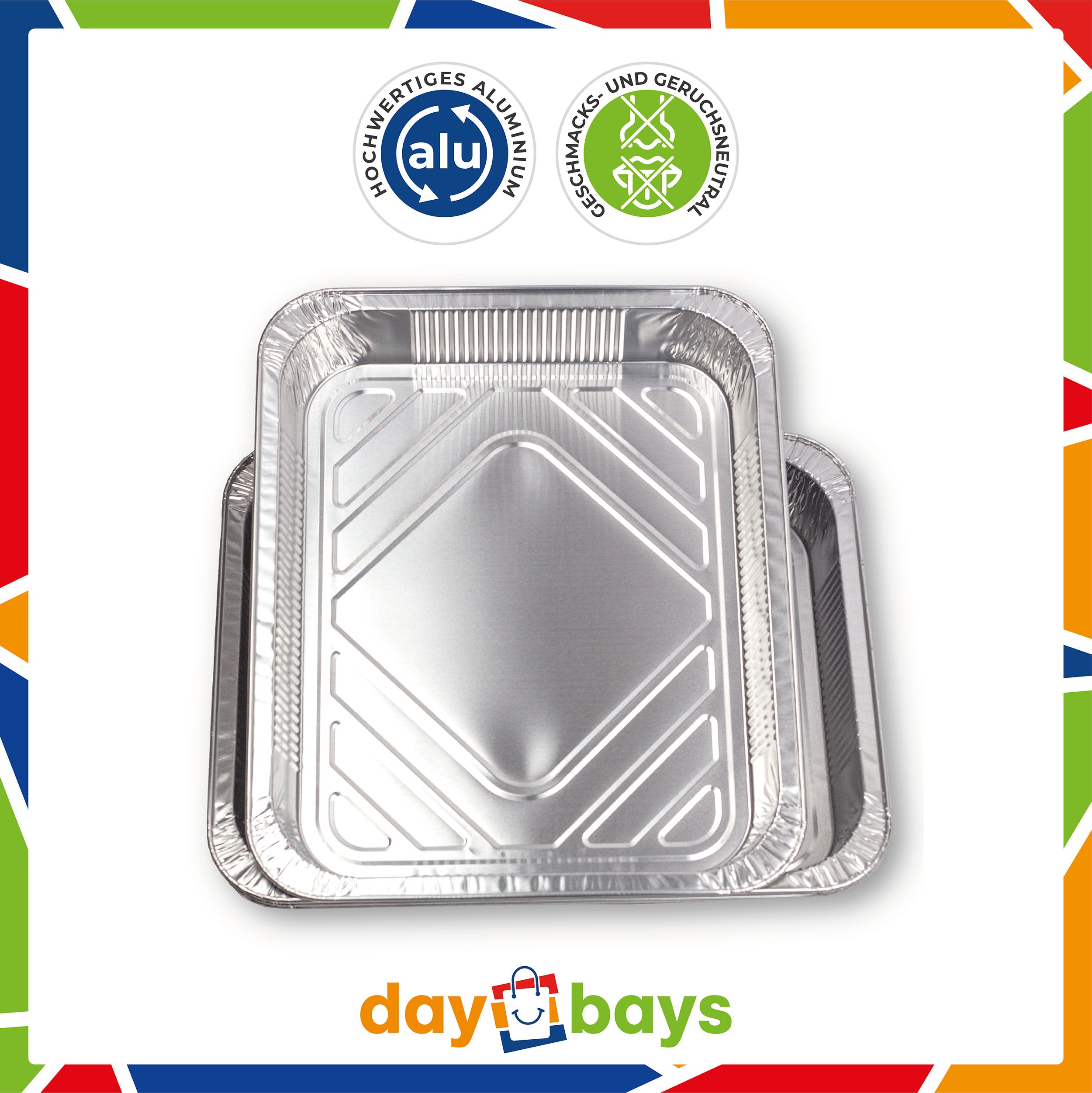 DayBays Aluschale für 2kg R2000G 2660ml 322x262x42 mm 2660cc Extra Stark Rechteckig