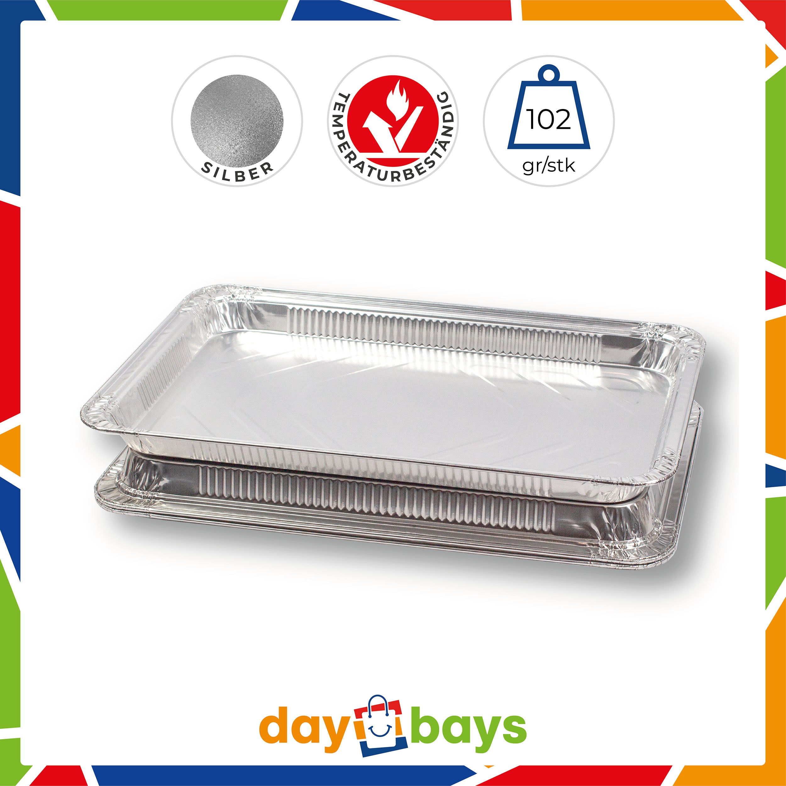 DayBays Aluschale für 4kg R4000G 4850ml 525×325×36 mm 4850cc Extra Stark Rechteckig