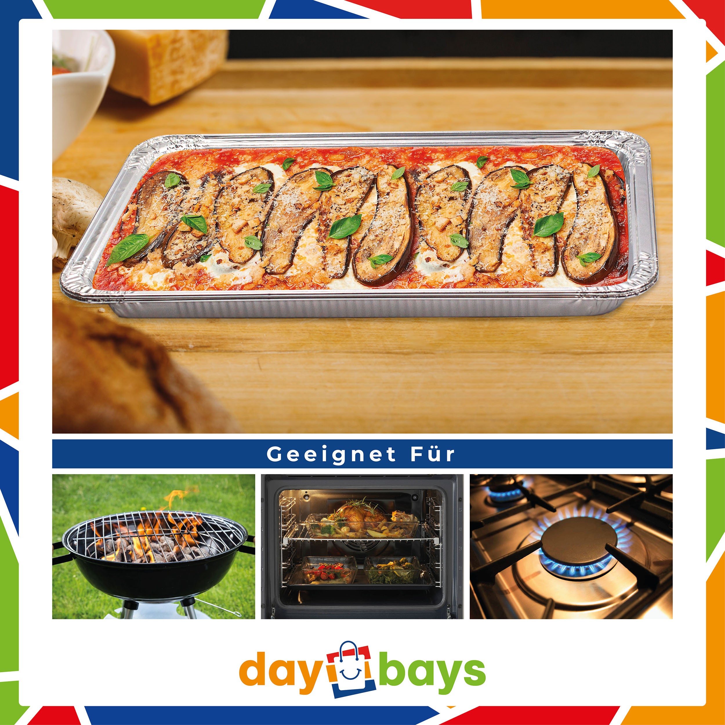 DayBays Aluschale für 4kg R4000G 4850ml 525×325×36 mm 4850cc Extra Stark Rechteckig