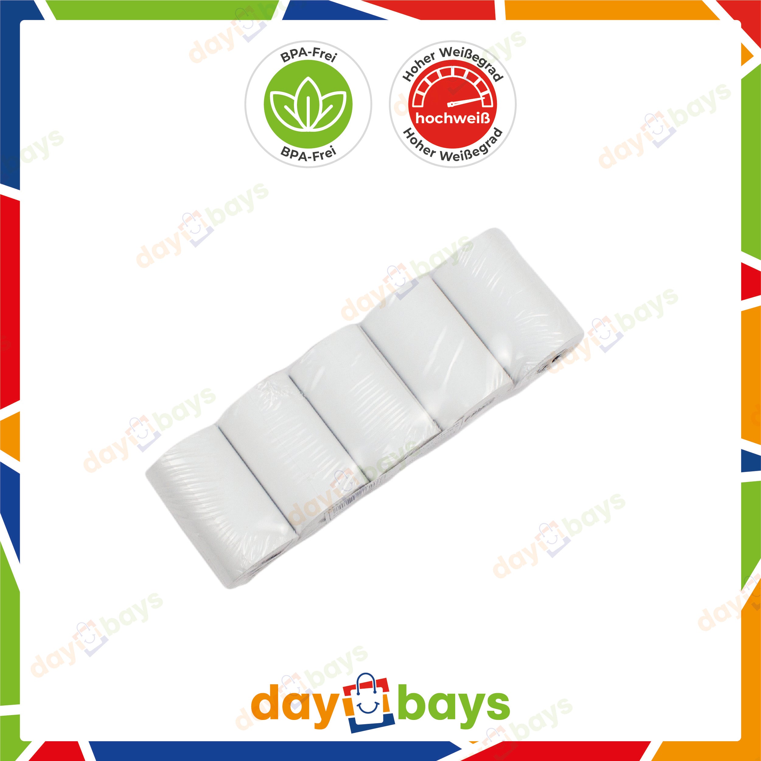 DayBays Thermorolle 57x36x12 mm 15 meter pro Rolle Kassenrollen aus Papier