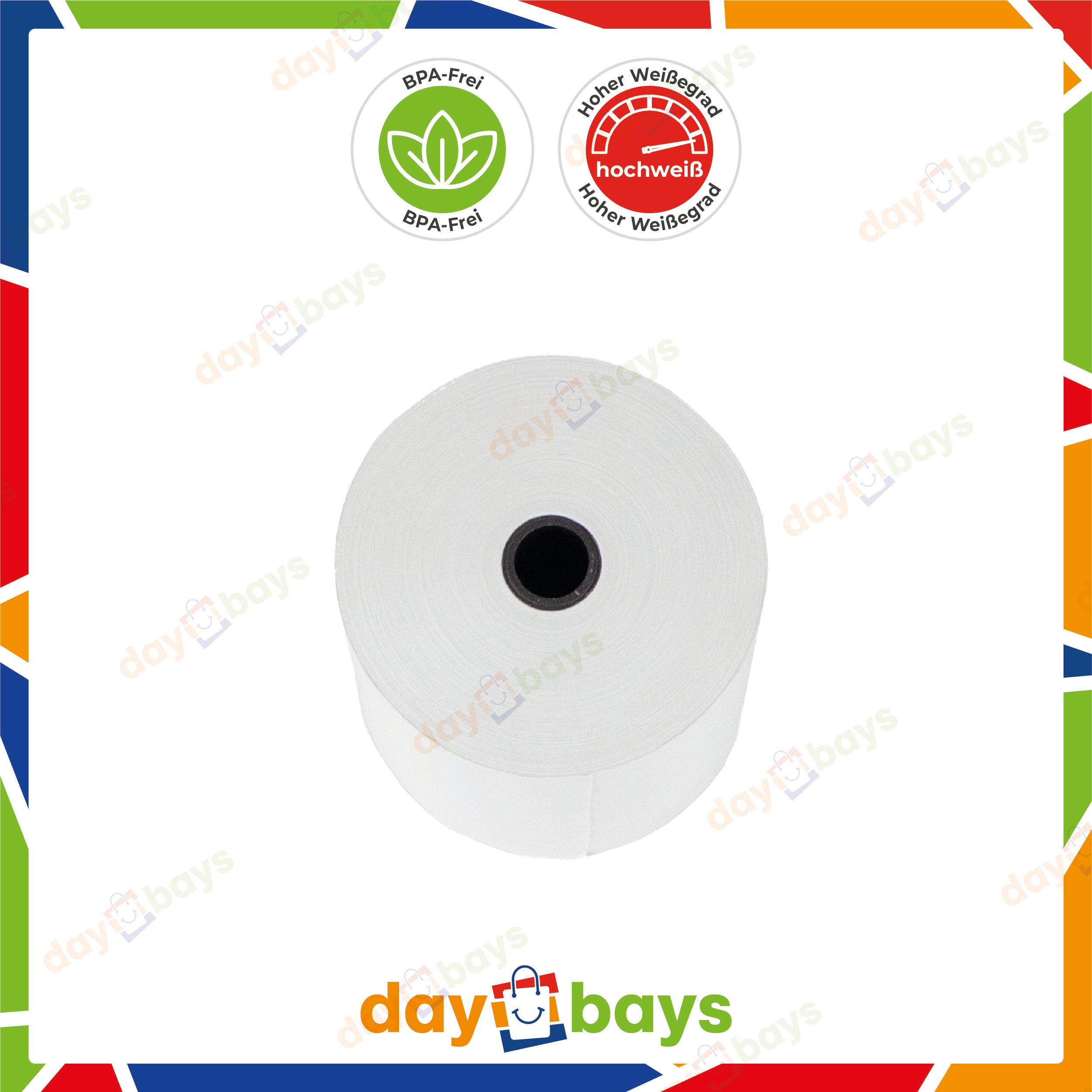 DayBays Thermorolle 57x60x12 mm 50 meter pro Rolle Kassenrollen aus Papier