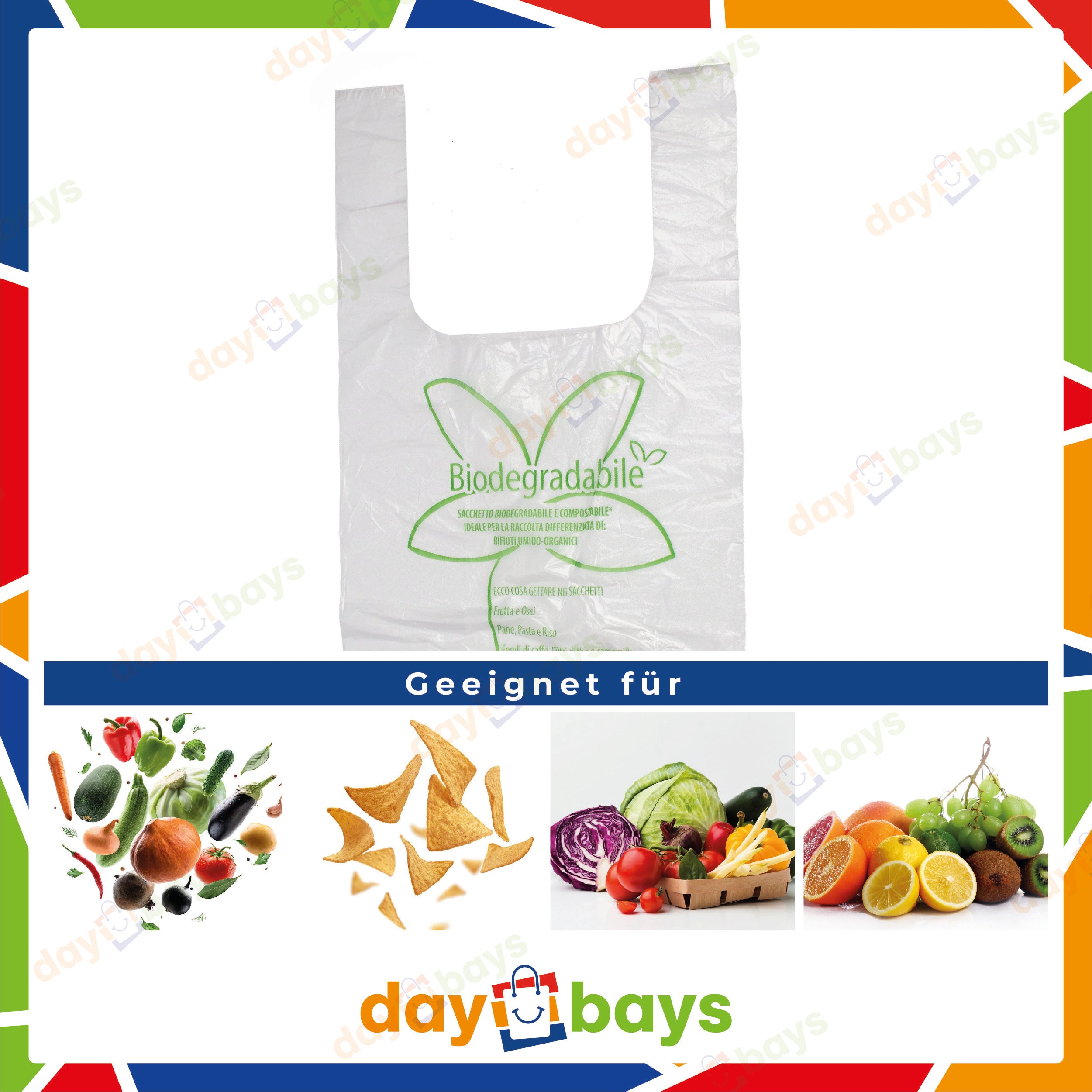 DayBays Bio Knotenbeutel auf Rolle 5 Kg 22+12x47 cm Biodegradable HDPE Transparent Extra Stark