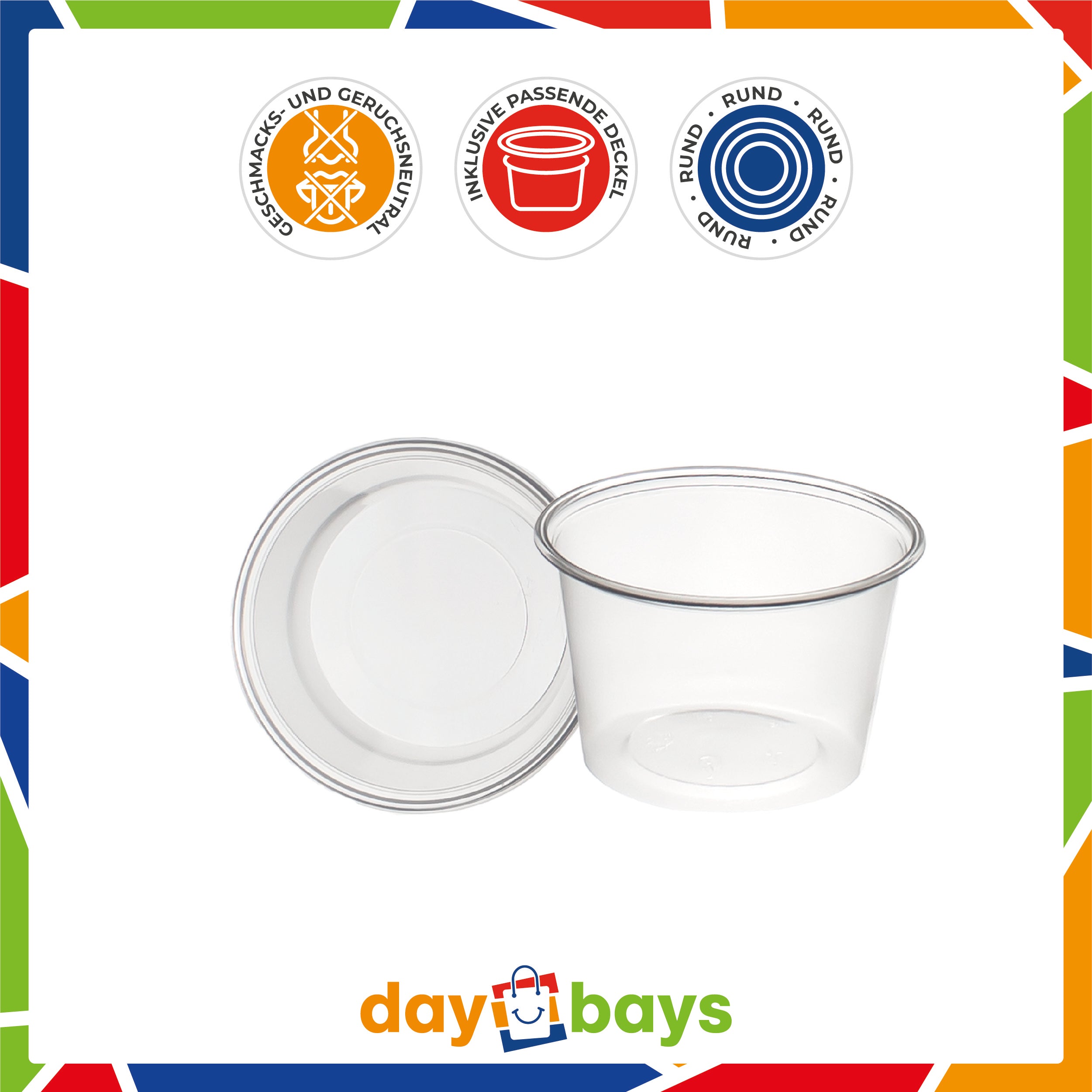 DayBays Dressingbox (Saucecup) 50cc. 75x24 mm Kombi-Verpackung Transparent inklusive passende Deckel
