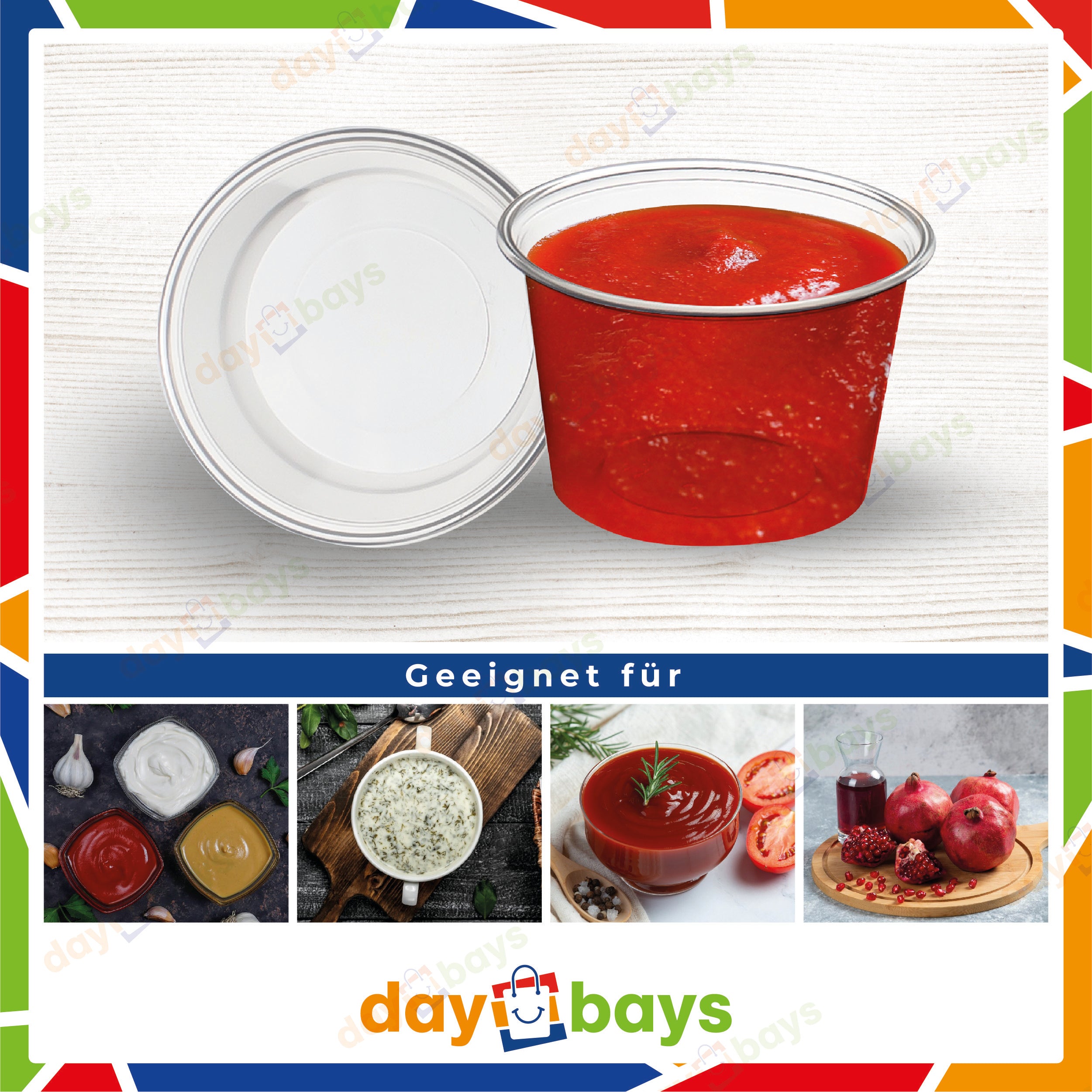 DayBays Dressingbox (Saucecup) 30cc. 46x28 mm Kombi-Verpackung Transparent inklusive passende Deckel