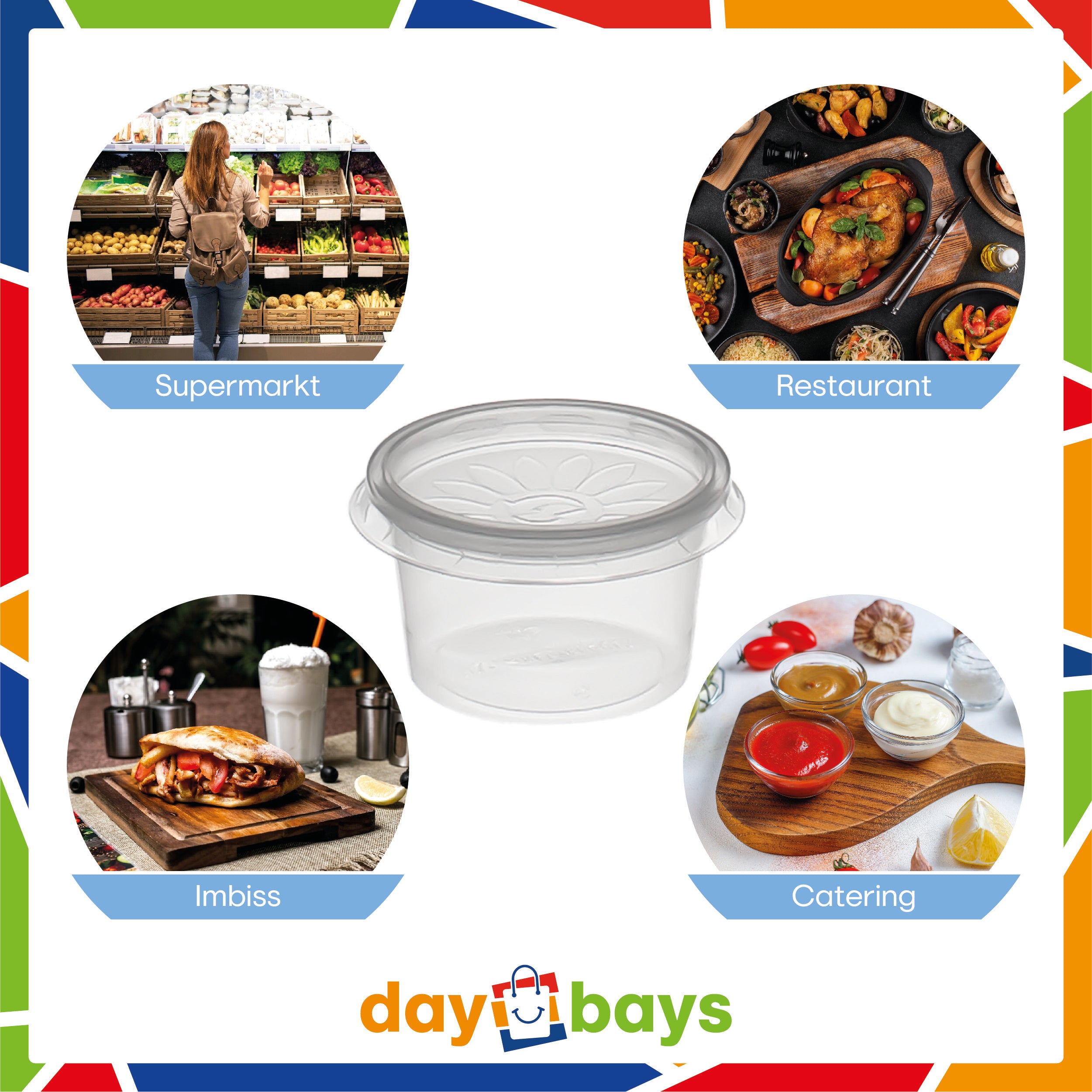 DayBays Dressingbox (Saucecup) 50cc. 75x24 mm Kombi-Verpackung Transparent inklusive passende Deckel