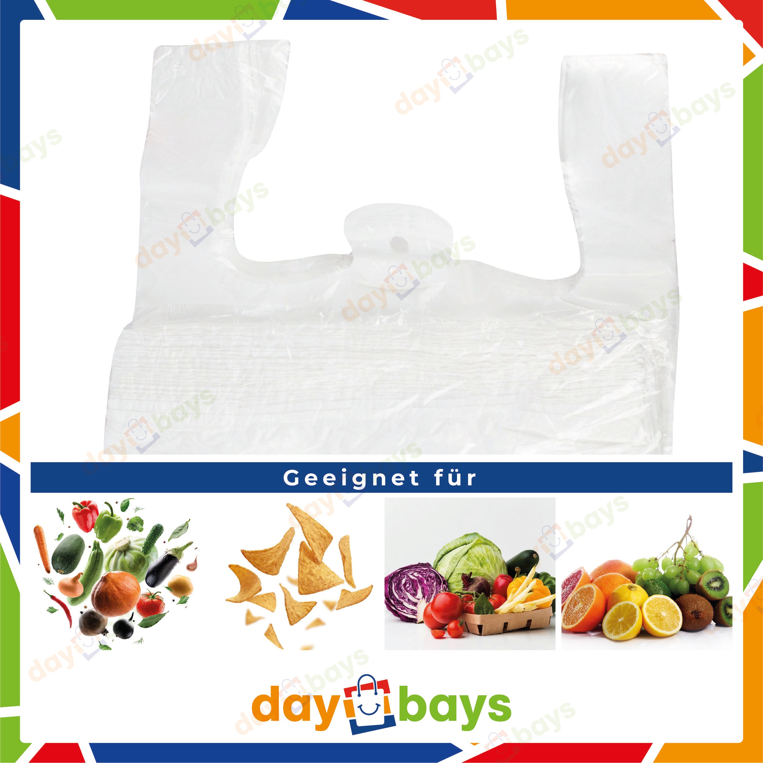 DayBays Hemdchentragetaschen 30+20x60 cm HDPE weiß geblockt, reissfest