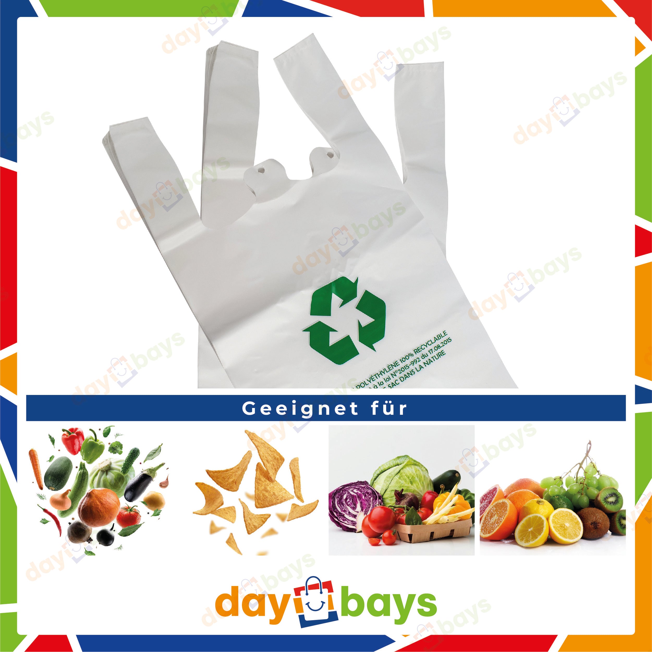 DayBays Hemdchentragetaschen 50 my 25+12x45 cm HDPE weiß geblockt, reissfest