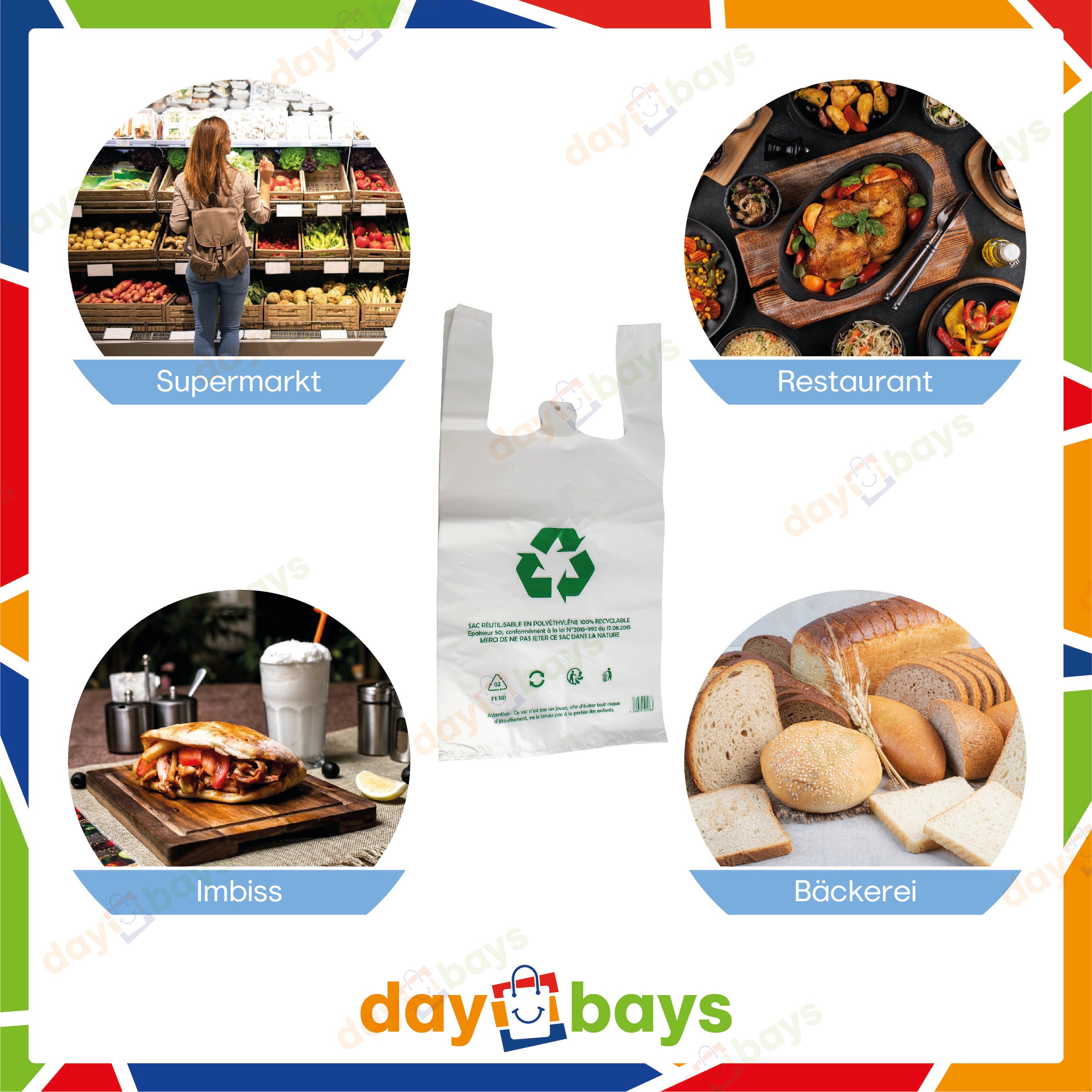 DayBays Hemdchentragetaschen 50 my 27+14x48 cm HDPE weiß geblockt, reissfest