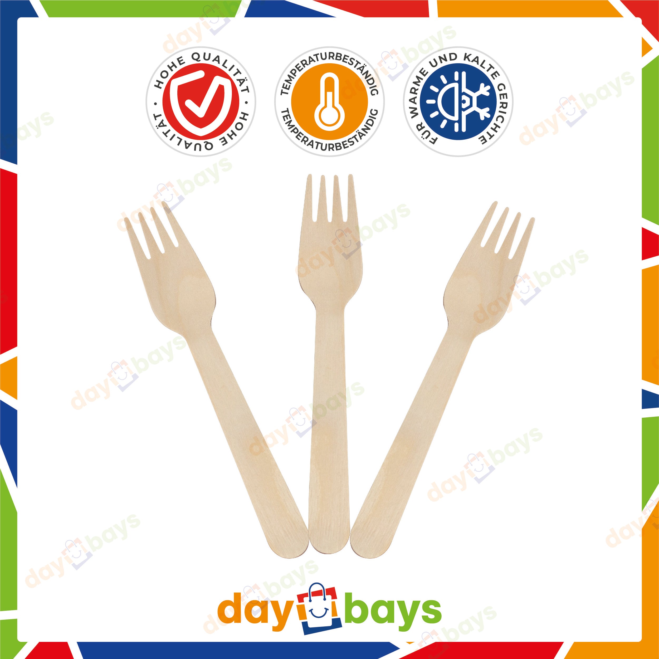 DayBays Holzgabel 16 cm Einweg Gabel aus Holz Geschmacks- und Geruchsneutral