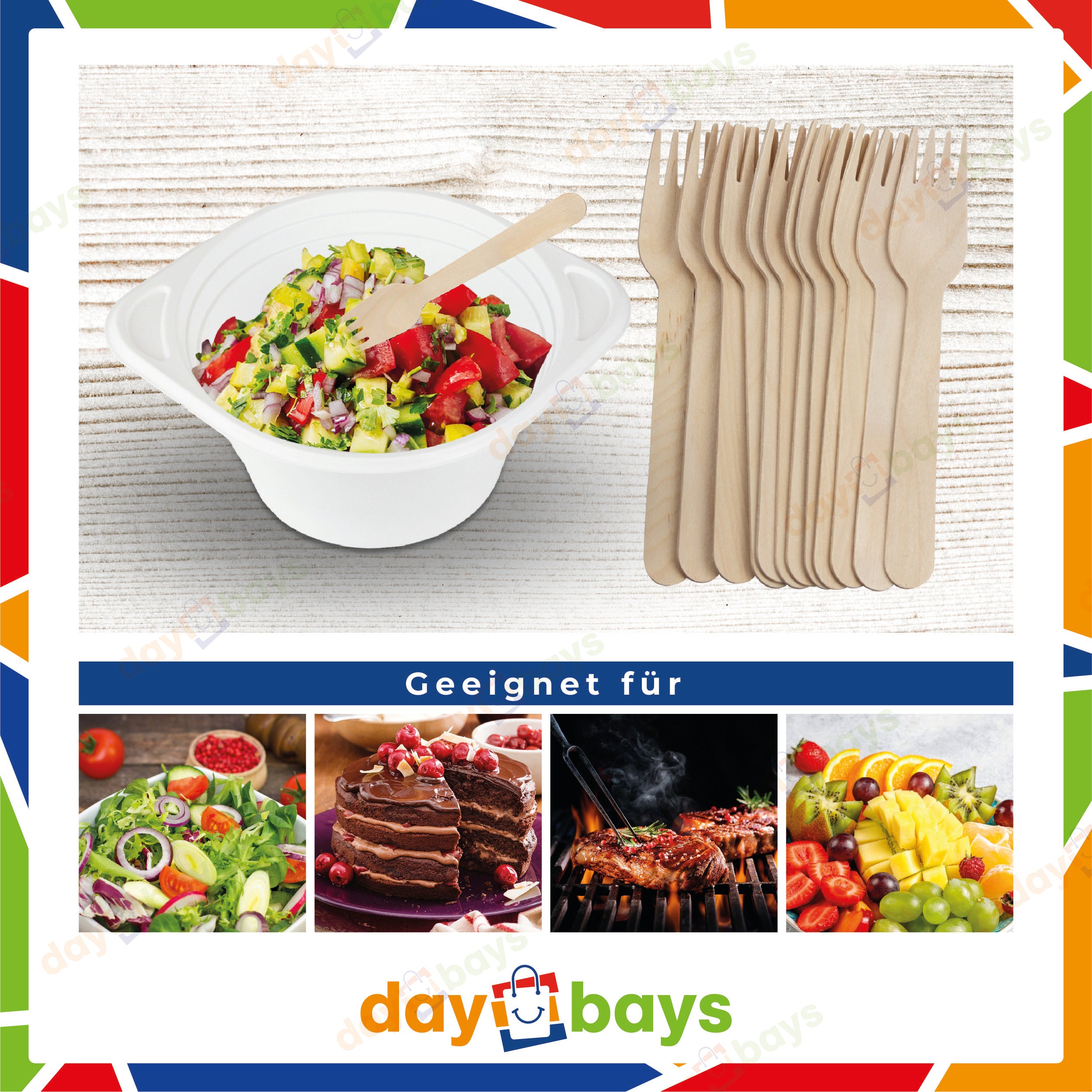 DayBays Holzgabel 16 cm Einweg Gabel aus Holz Geschmacks- und Geruchsneutral