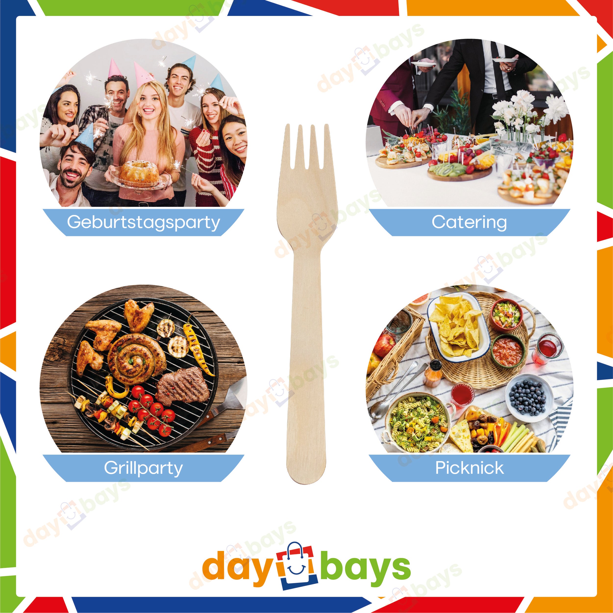 DayBays Holzgabel 16 cm Einweg Gabel aus Holz Geschmacks- und Geruchsneutral