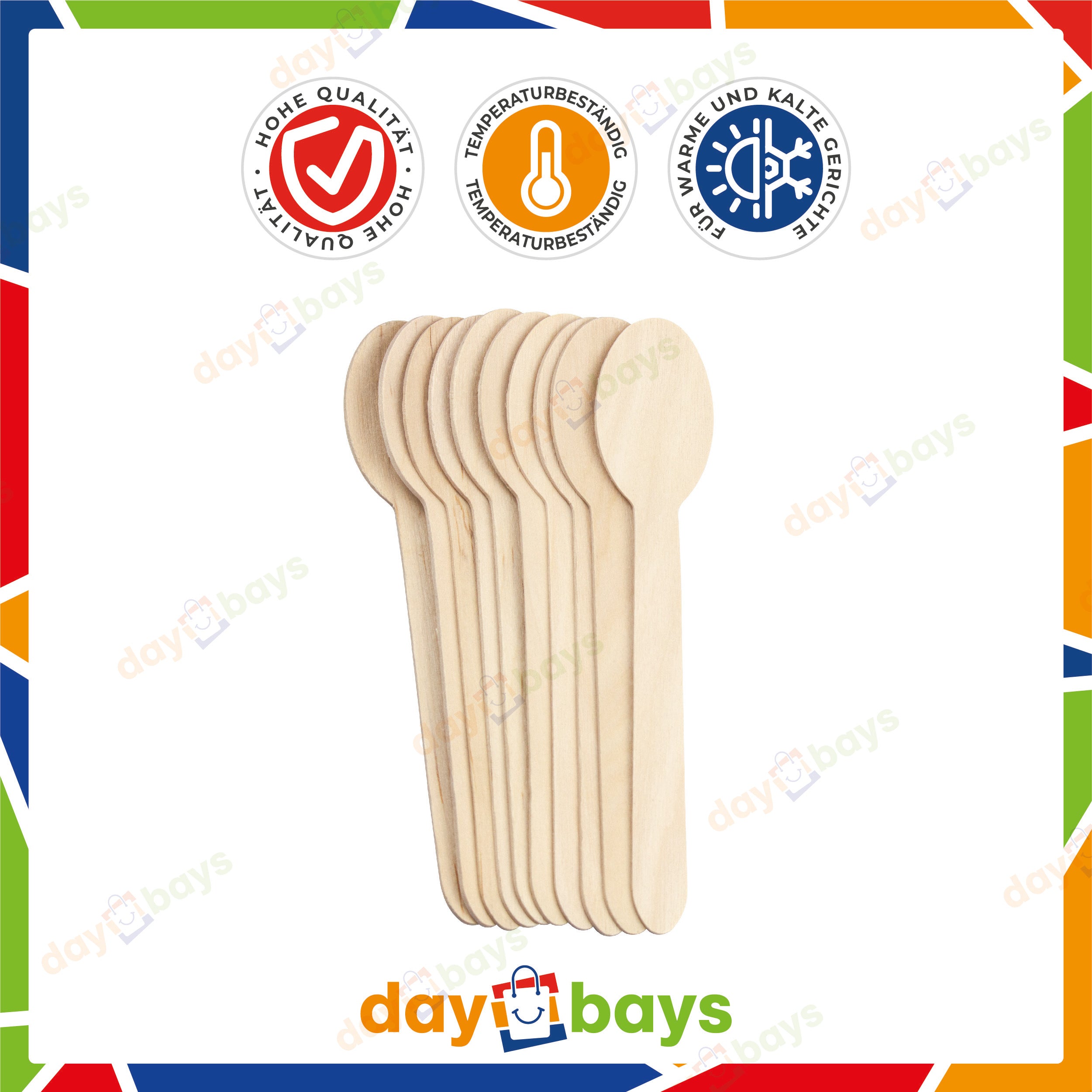 DayBays Holzlöffel 16 cm Einweg Holz Besteck Set Holzbesteck Löffel aus Holz Suppenlöffel Holzgeschirr Wooden Spoon, Geschmacks- und geruchsneutrale