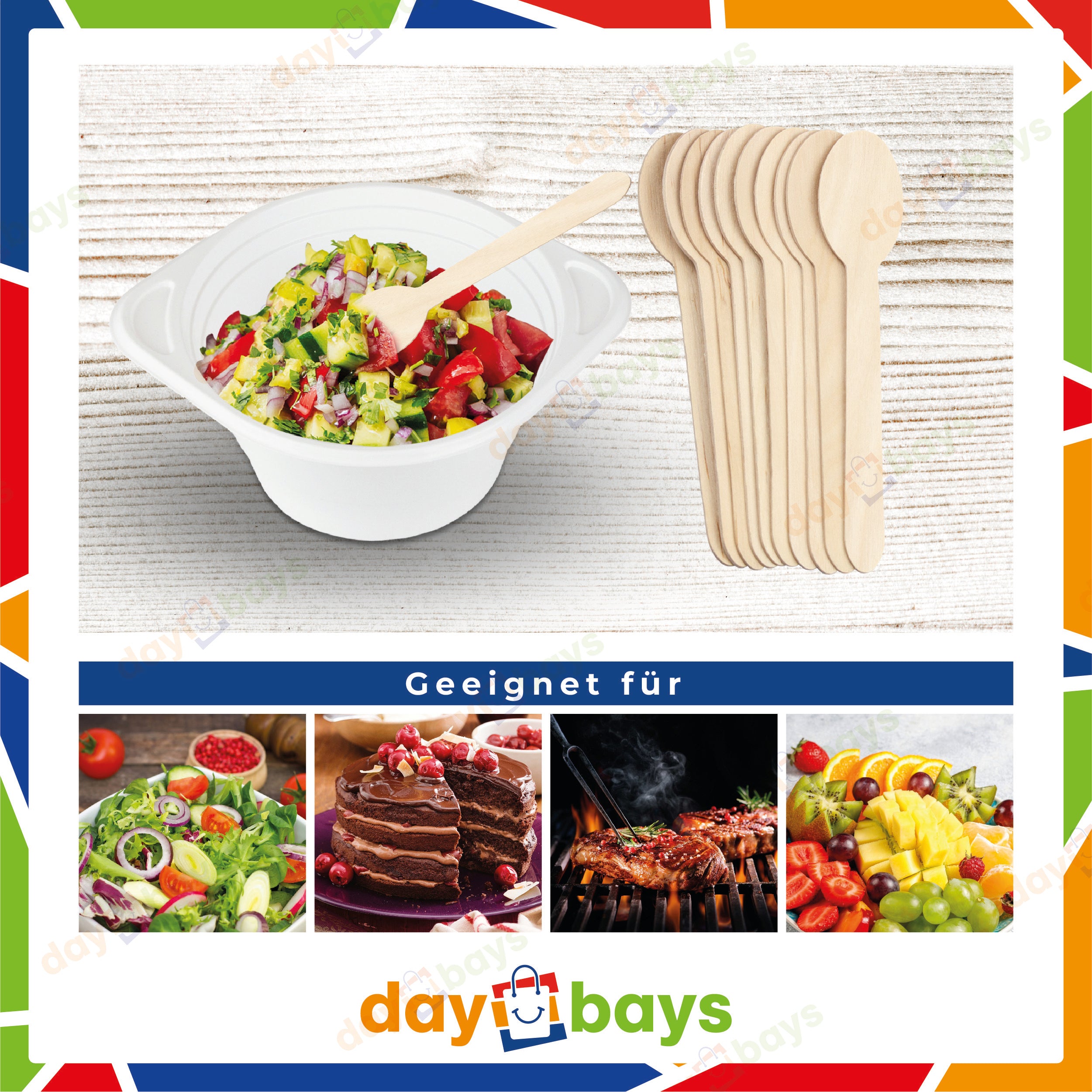 DayBays Holzlöffel 16 cm Einweg Holz Besteck Set Holzbesteck Löffel aus Holz Suppenlöffel Holzgeschirr Wooden Spoon, Geschmacks- und geruchsneutrale