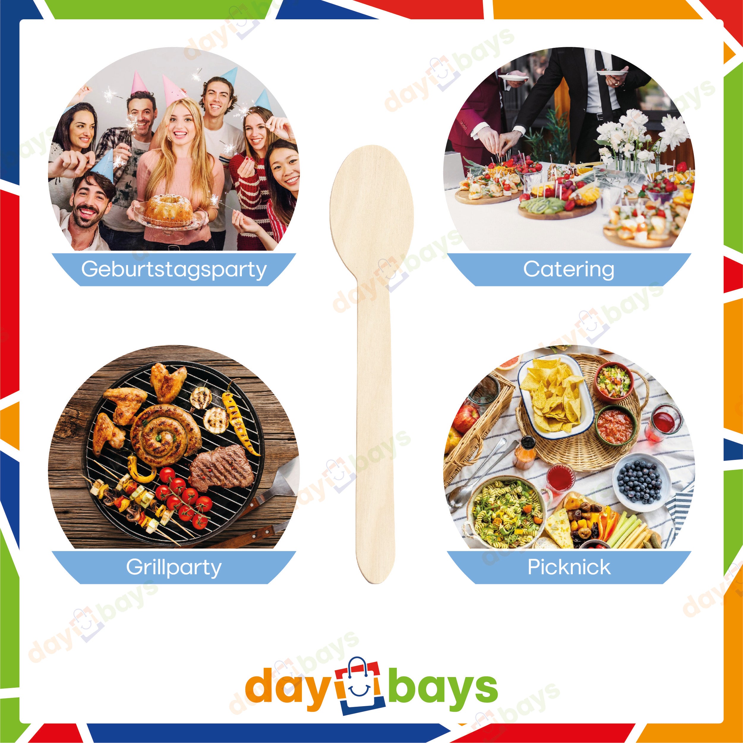 DayBays Holzlöffel 16 cm Einweg Holz Besteck Set Holzbesteck Löffel aus Holz Suppenlöffel Holzgeschirr Wooden Spoon, Geschmacks- und geruchsneutrale