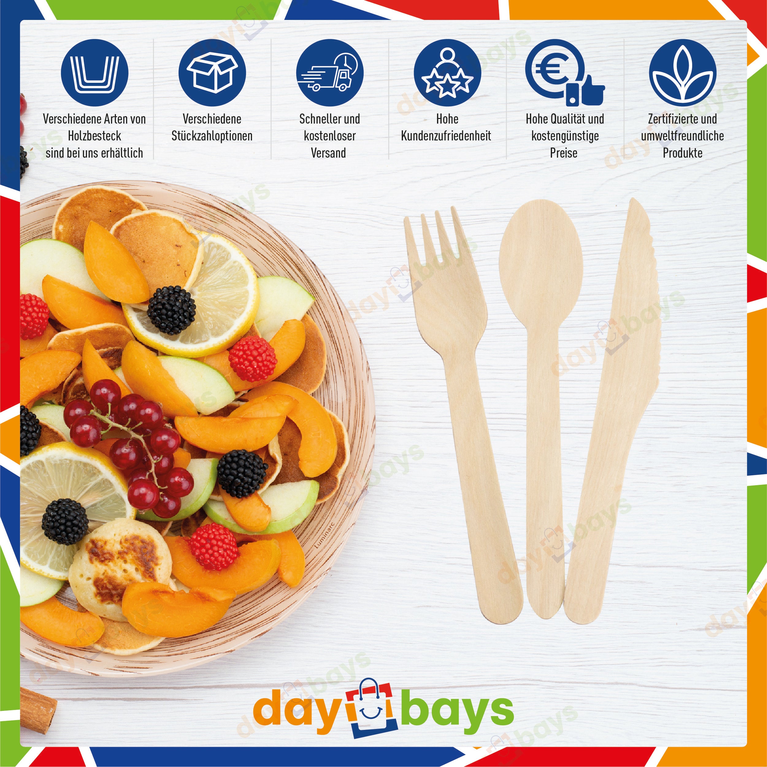 DayBays Holzlöffel 16 cm Einweg Holz Besteck Set Holzbesteck Löffel aus Holz Suppenlöffel Holzgeschirr Wooden Spoon, Geschmacks- und geruchsneutrale