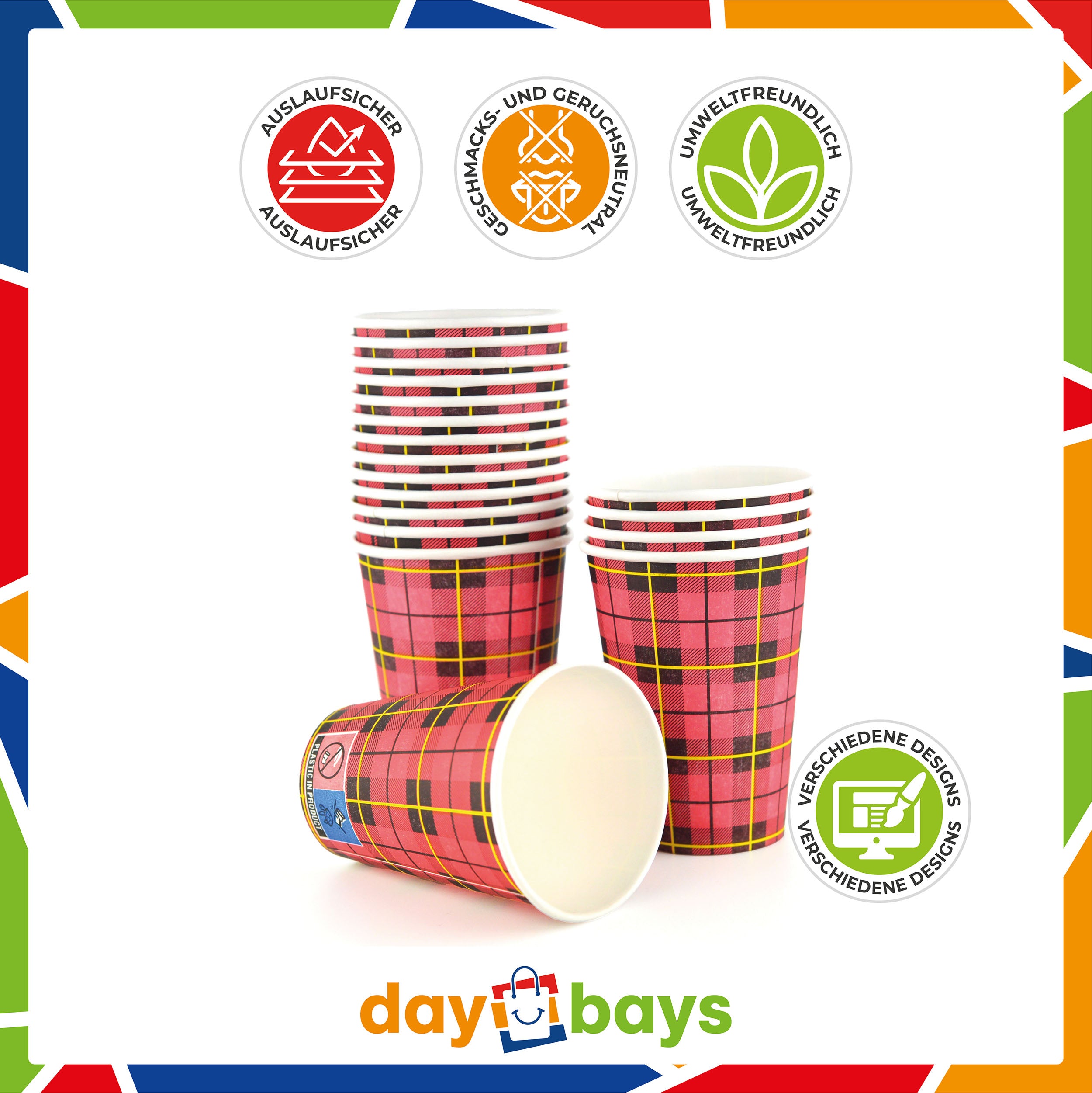 DayBays Kaffeebecher 7,5oz/180ml Ø7cm " Coffee To Go Becher " Pappe mit PE-beschichtet