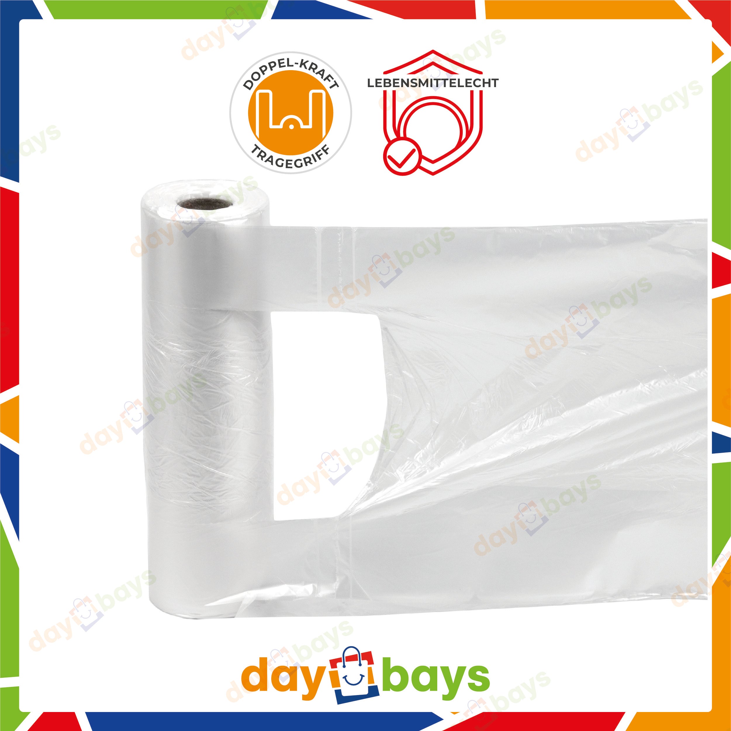 DayBays Knotenbeutel auf Rolle 3 Kg 22+12x42 cm HDPE Transparent