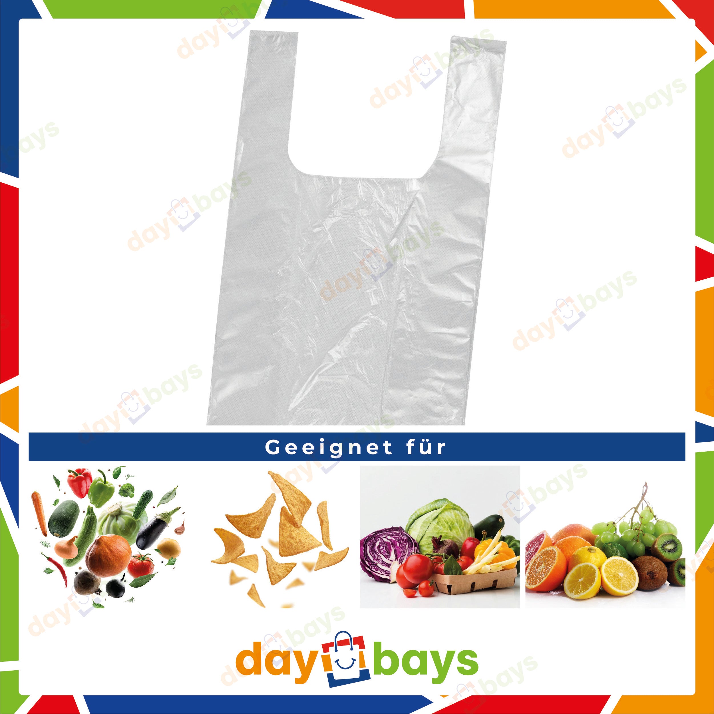 DayBays Knotenbeutel auf Rolle 3 Kg 22+12x42 cm HDPE Transparent
