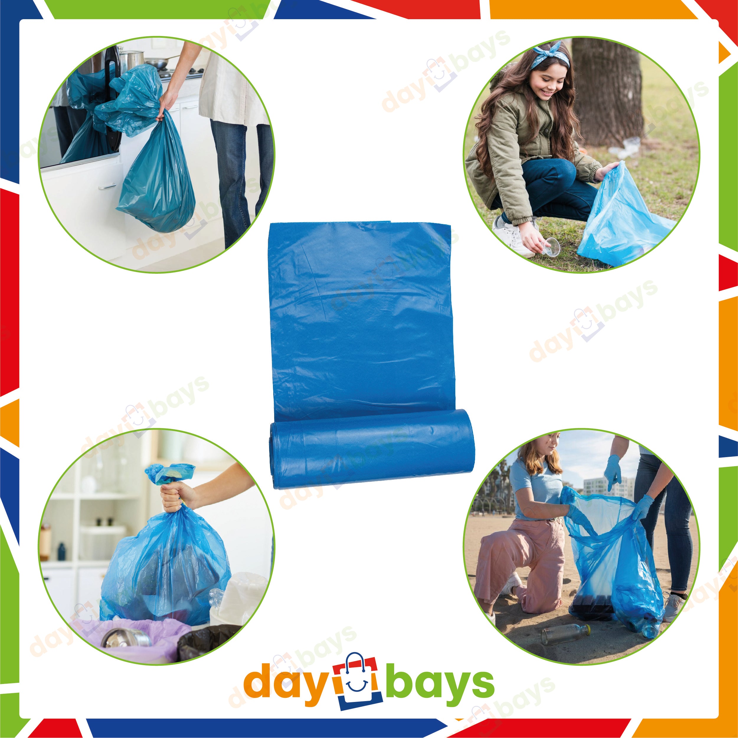 DayBays Müllsäcke Premium 120L (Typ70) 70x110cm HDPE Blau Extra Stark