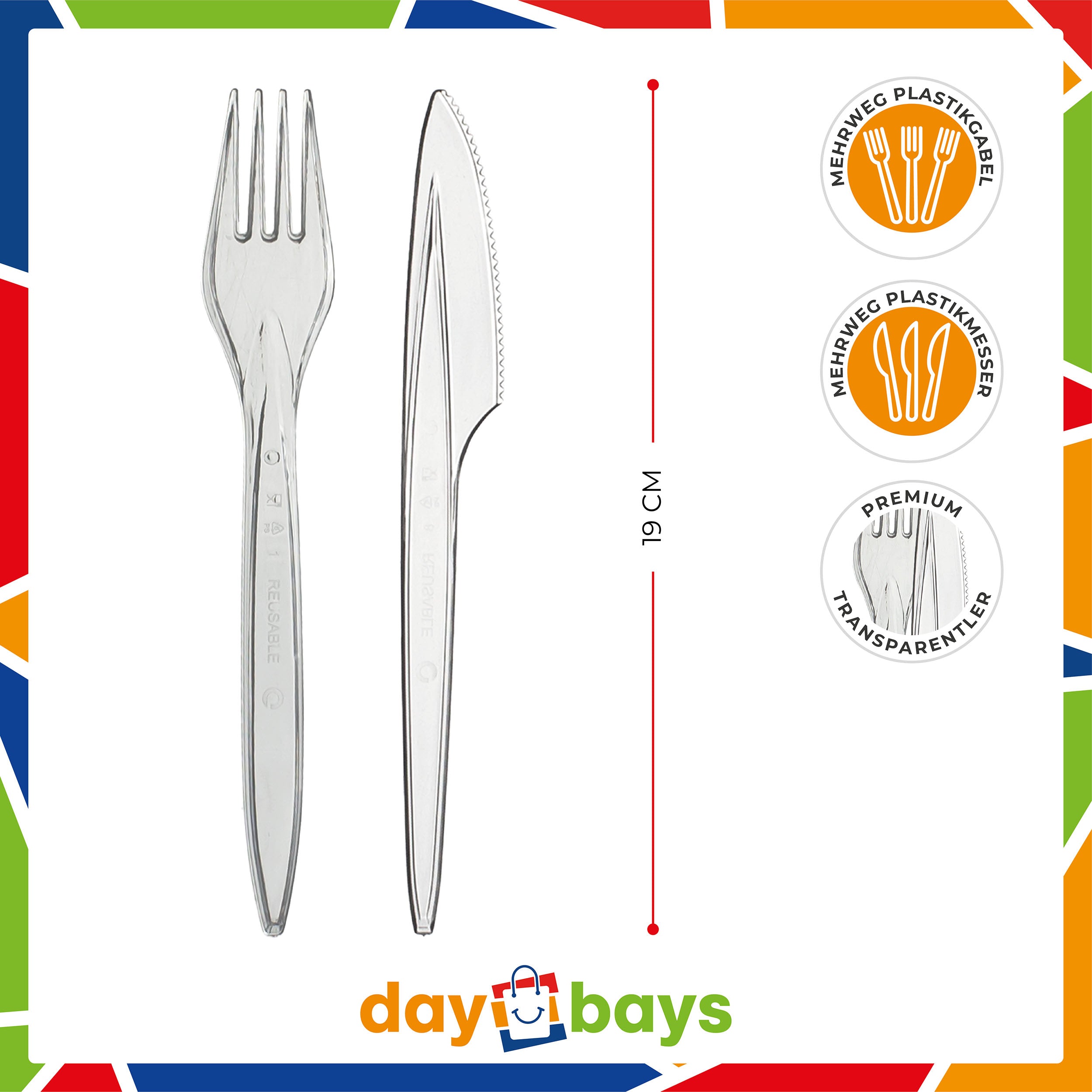 DayBays Plastikbesteck 100 Stück – Premium Einwegbesteck 2&