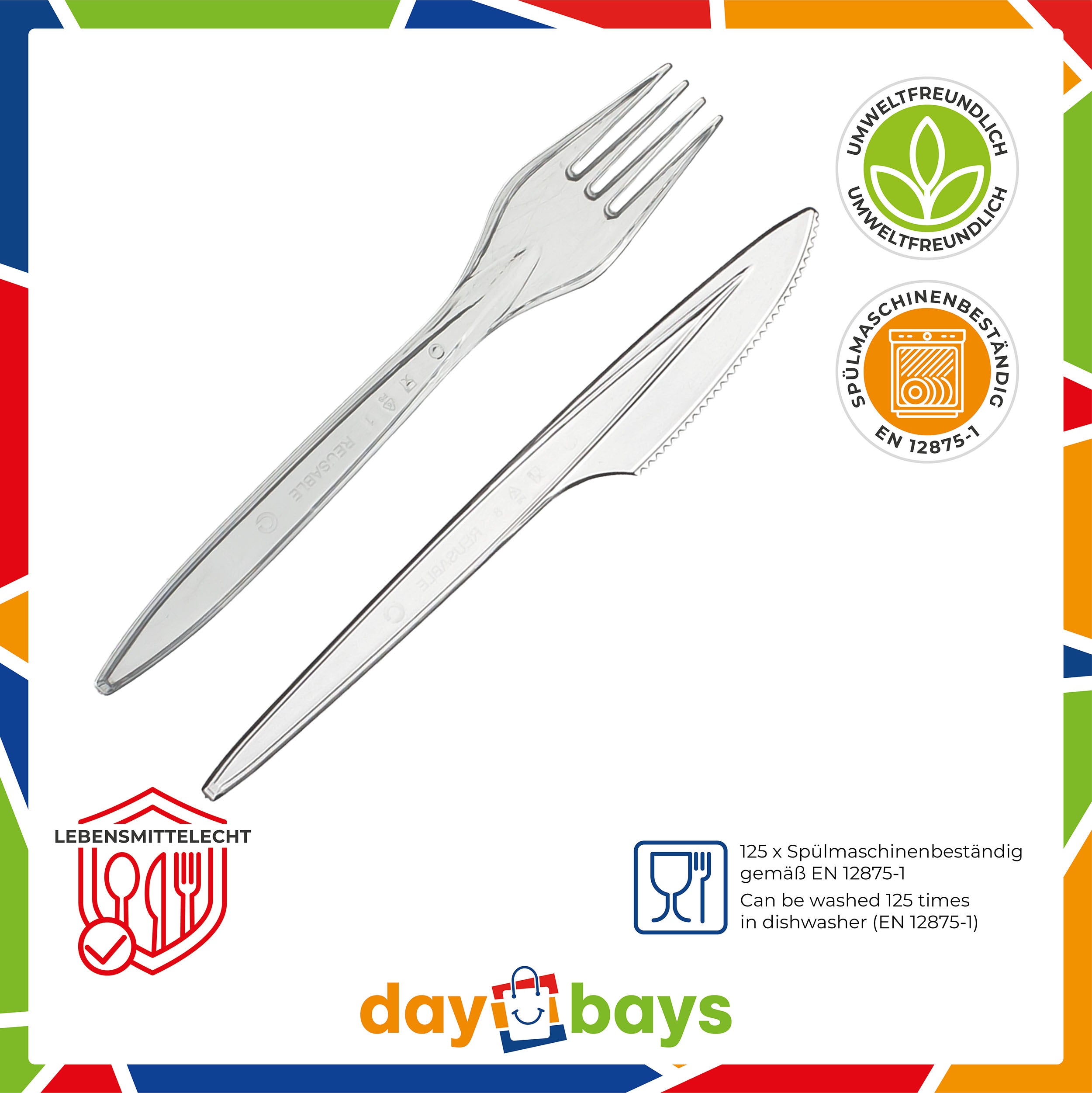 DayBays Plastikbesteck 100 Stück – Premium Einwegbesteck 2&