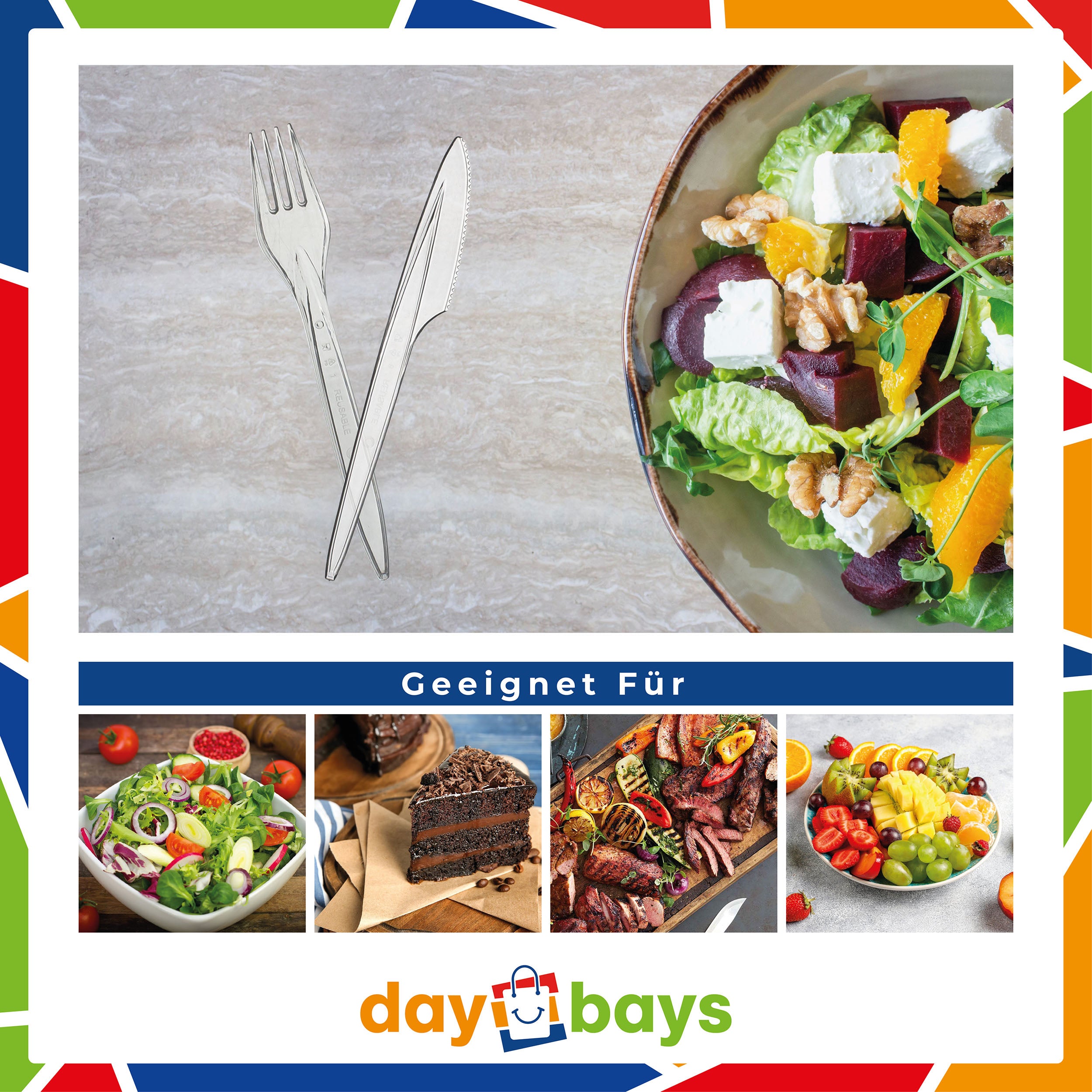 DayBays Plastikbesteck 100 Stück – Premium Einwegbesteck 2&