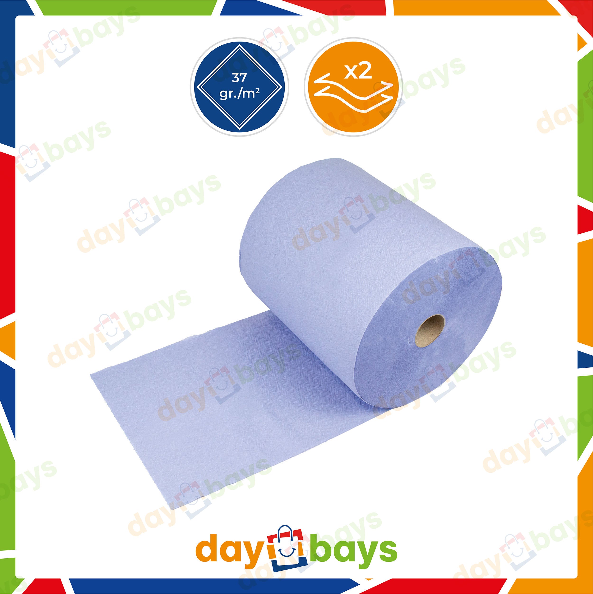 DayBays Putztuchrolle 2-lagig 35 cm 826 Blatt Zellstoff Blau