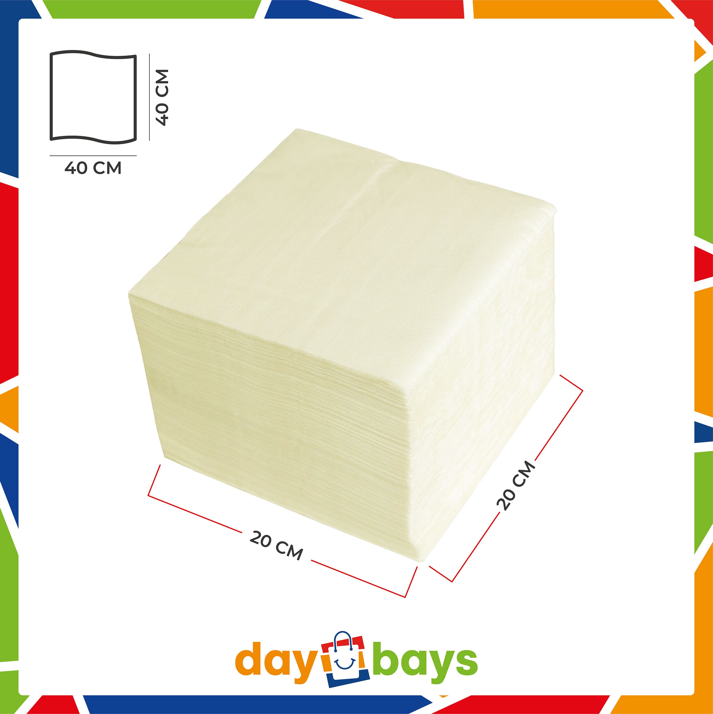 DayBays Servietten Premium 40x40 cm Zellstoff 2-lagig 1/4 Falz Creme