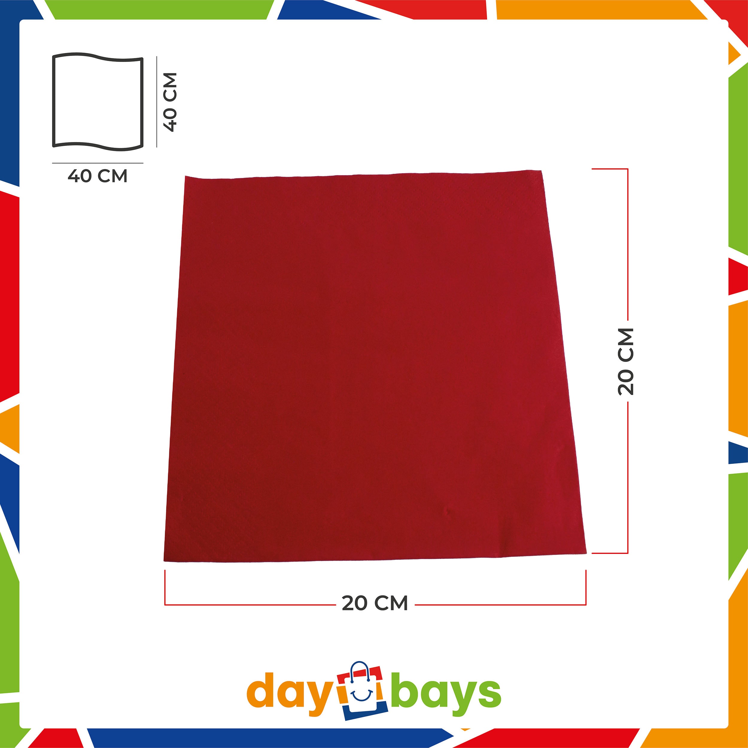 DayBays Servietten Premium 40x40 cm Zellstoff 2-lagig 1/4 Falz Rot