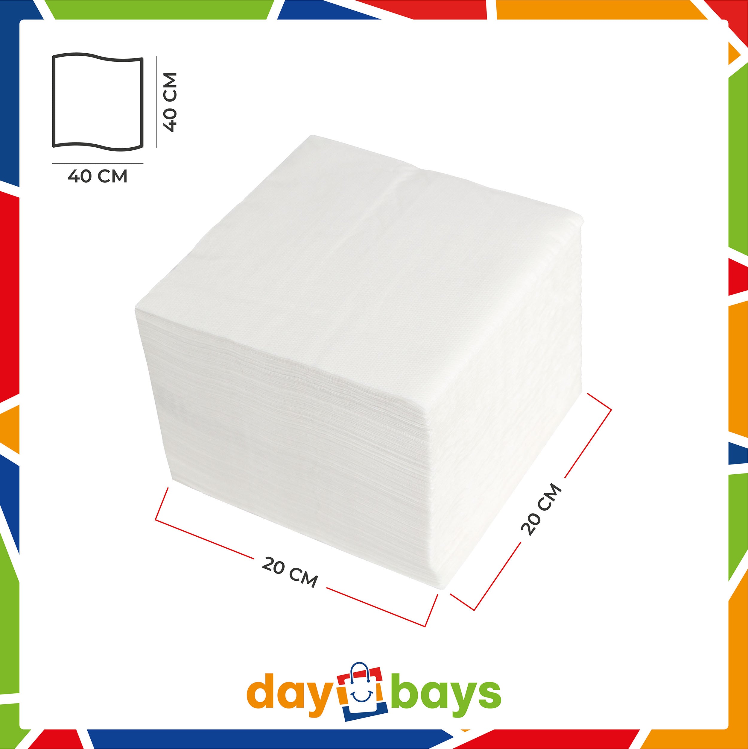 DayBays Servietten Premium 40x40 cm Zellstoff 2-lagig 1/4 Falz Weiß