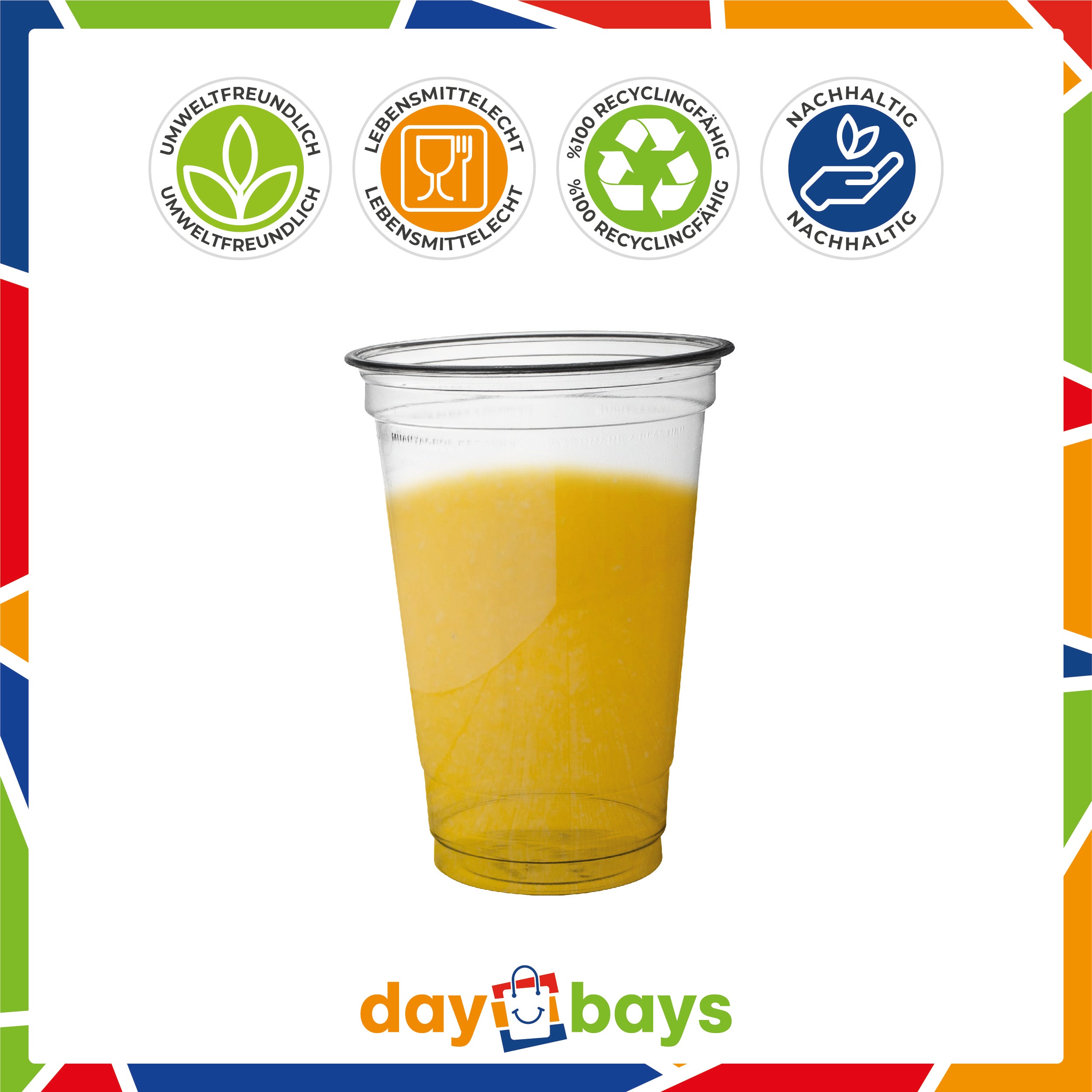 DayBays Smoothie Becher 400ml Ø95mm Shakebecher 0,4L transparent RPET