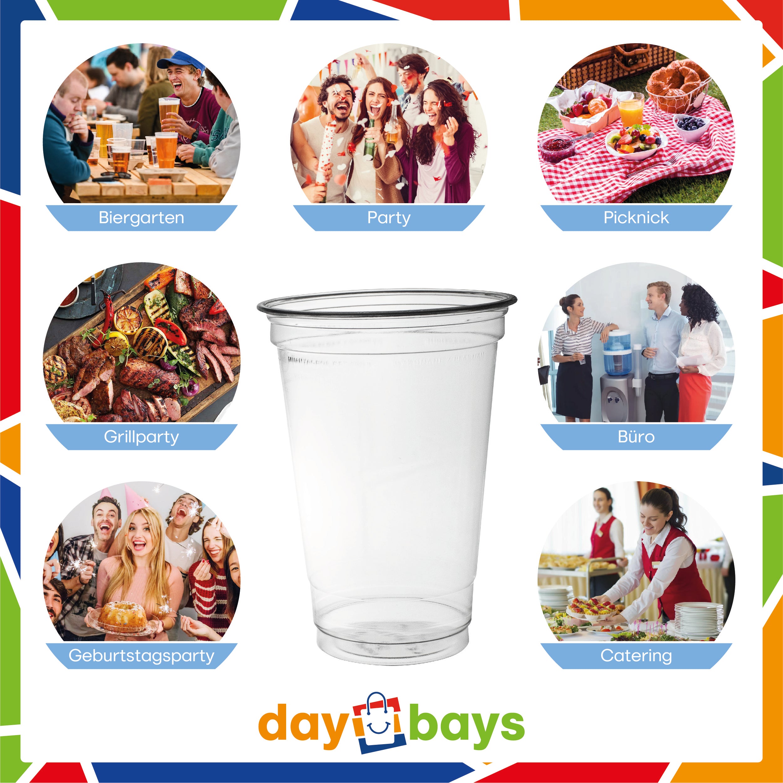 DayBays Smoothie Becher 300ml Ø95mm Shakebecher 0,3L transparent RPET