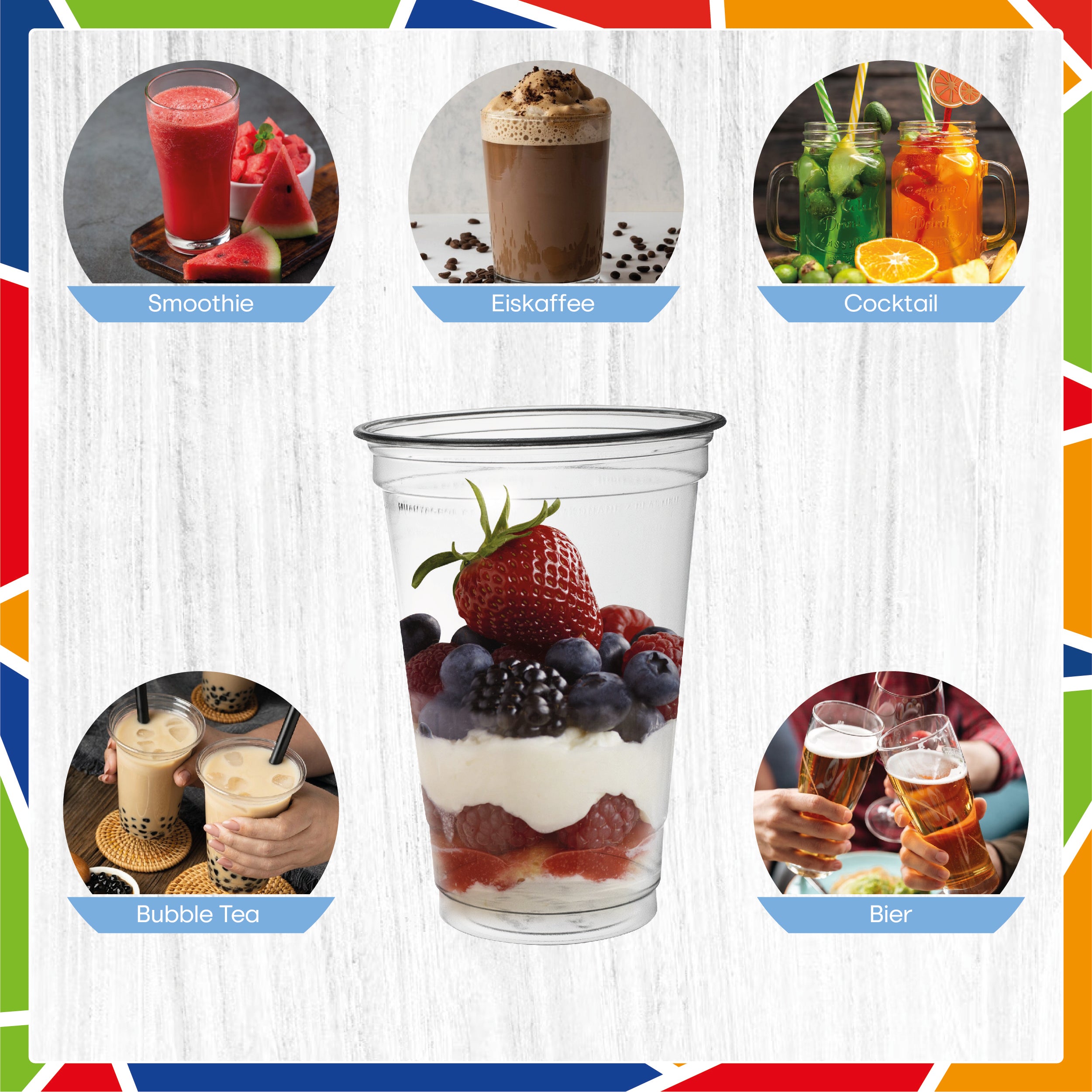 DayBays Smoothie Becher 300ml Ø95mm Shakebecher 0,3L transparent RPET