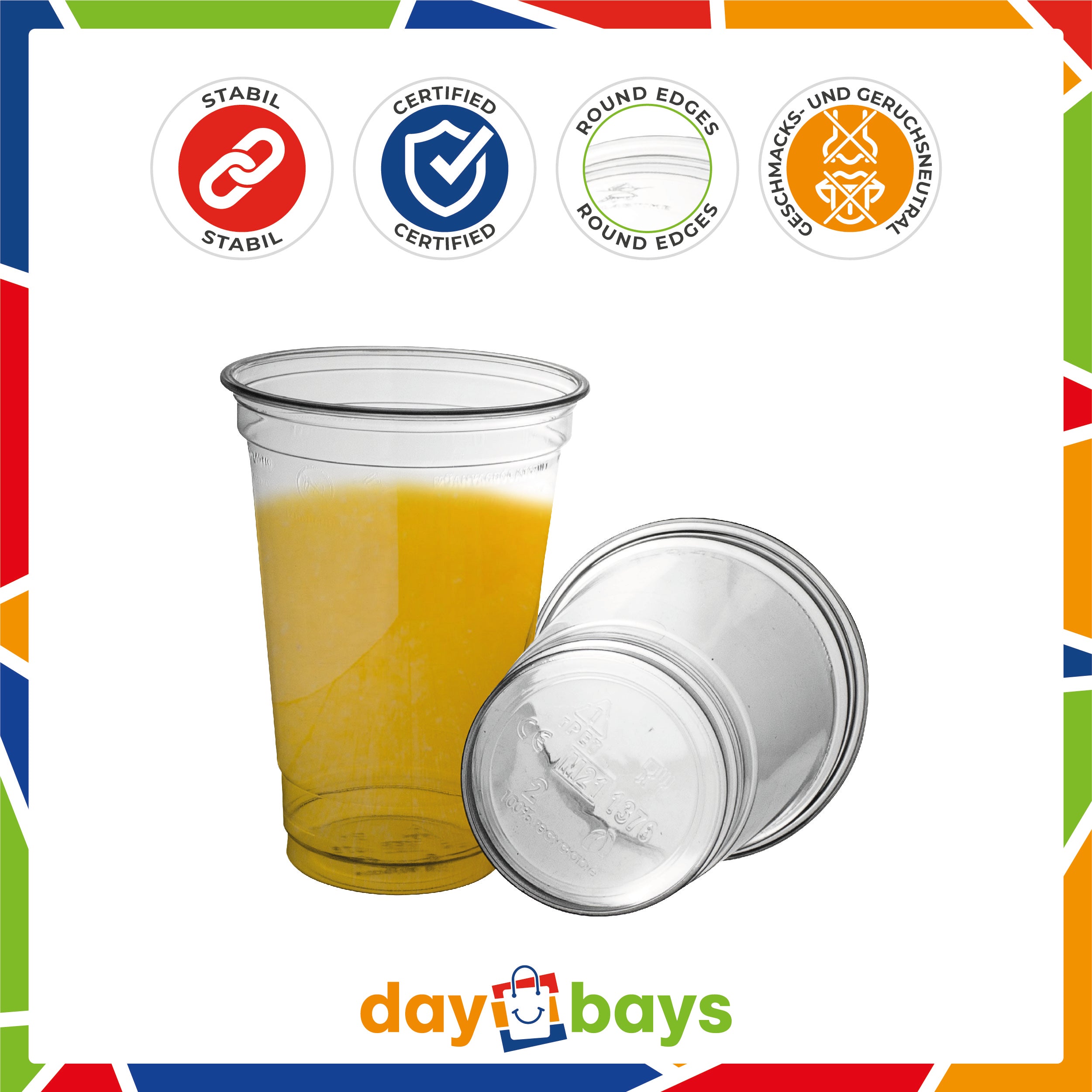 DayBays Smoothie Becher 500ml Ø95mm Shakebecher 0,5L transparent RPET