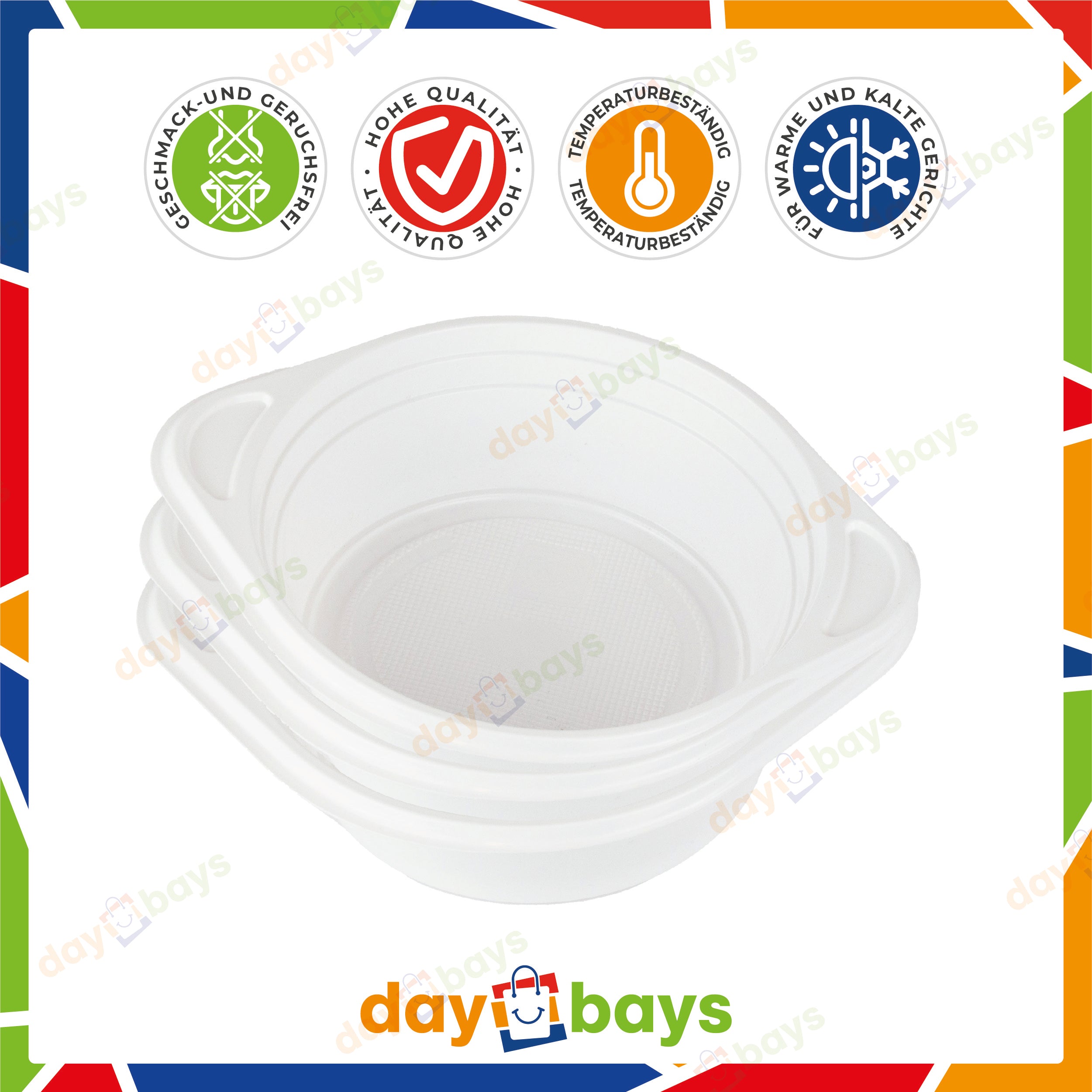 DayBays Suppenterrine 500 cc. 150x200x45 mm PP Weiß rund mit Ohren