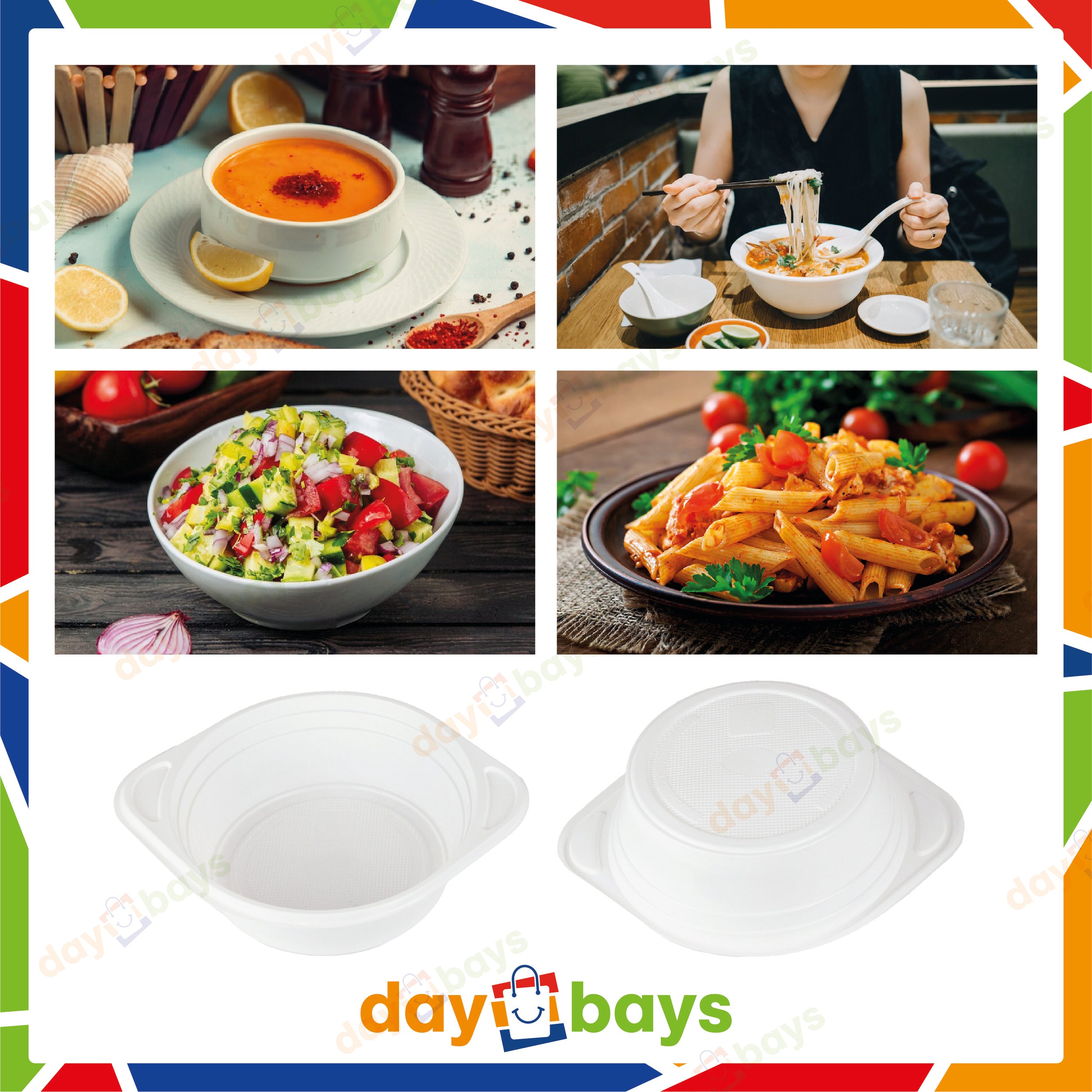 DayBays Suppenterrine 350 cc. 150x200x33 mm PP Weiß rund mit Ohren