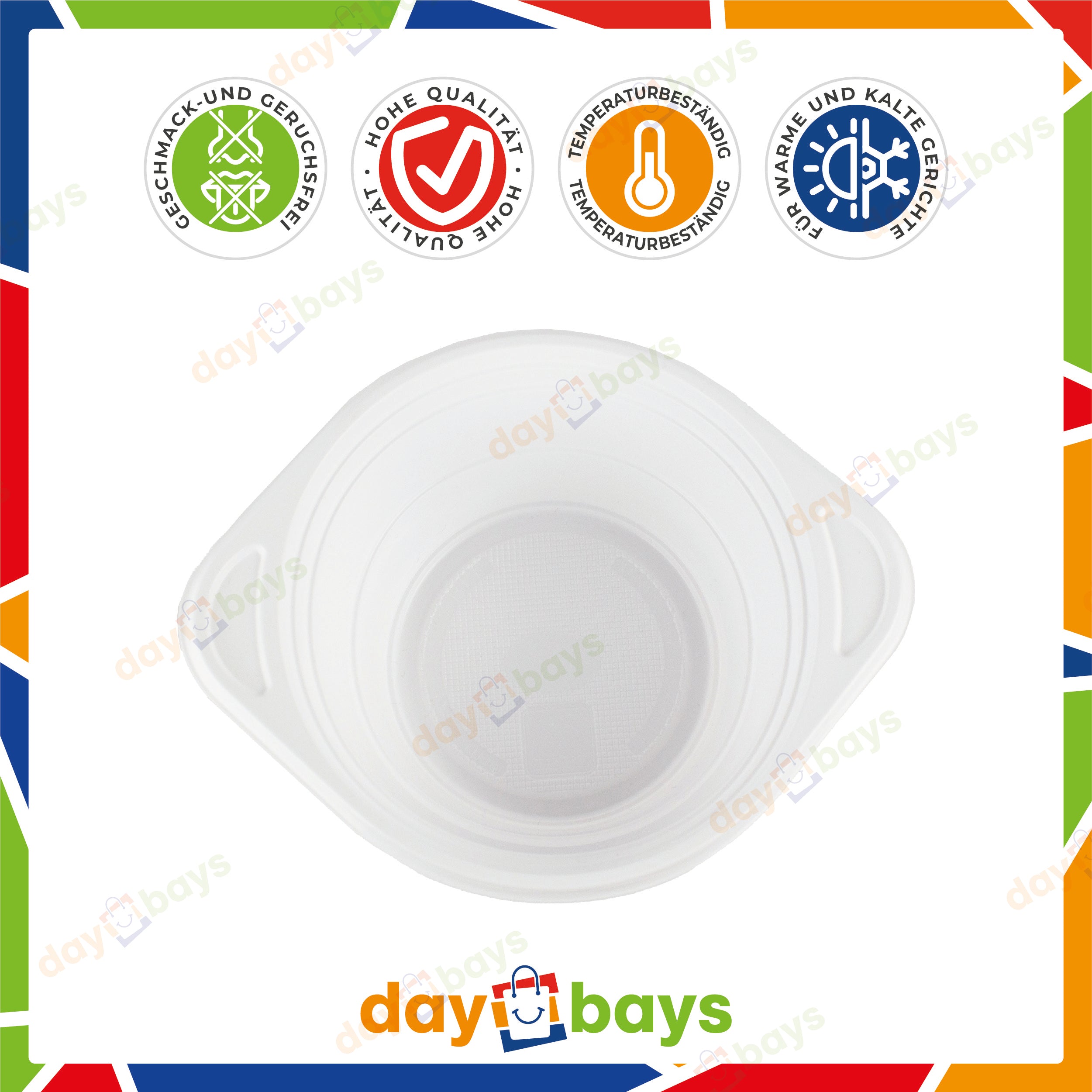 DayBays Suppenterrine 500 cc. 150x200x45 mm PP Weiß rund mit Ohren