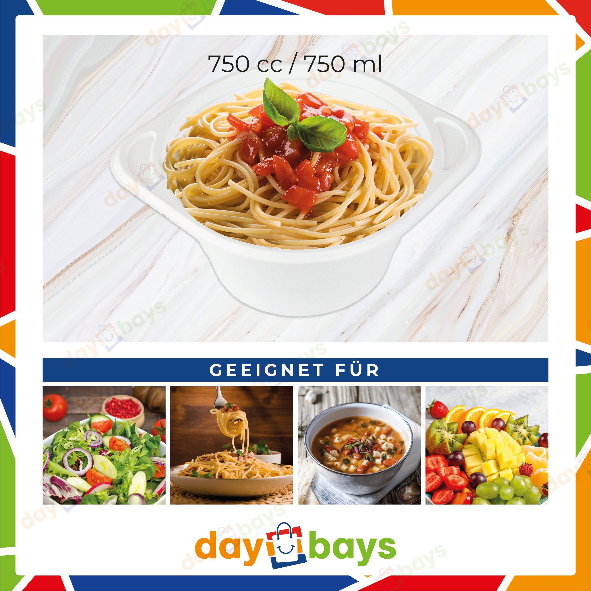 DayBays Suppenterrine 350 cc. 150x200x33 mm PP Weiß rund mit Ohren