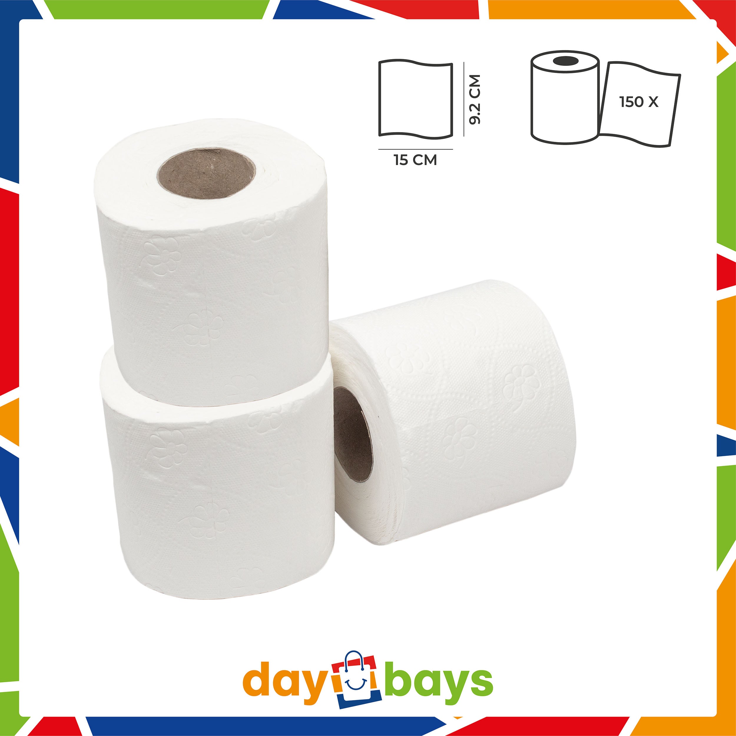 DayBays Toilettenpapier 3-lagig 150 Blatt 100% Zellstoff Extra Weich Weiß
