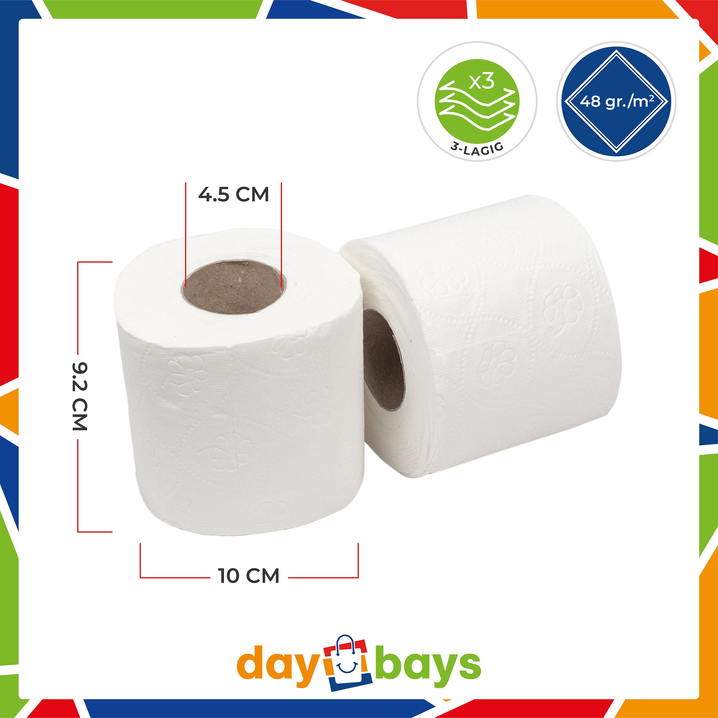 DayBays Toilettenpapier 3-lagig 150 Blatt 100% Zellstoff Extra Weich Weiß