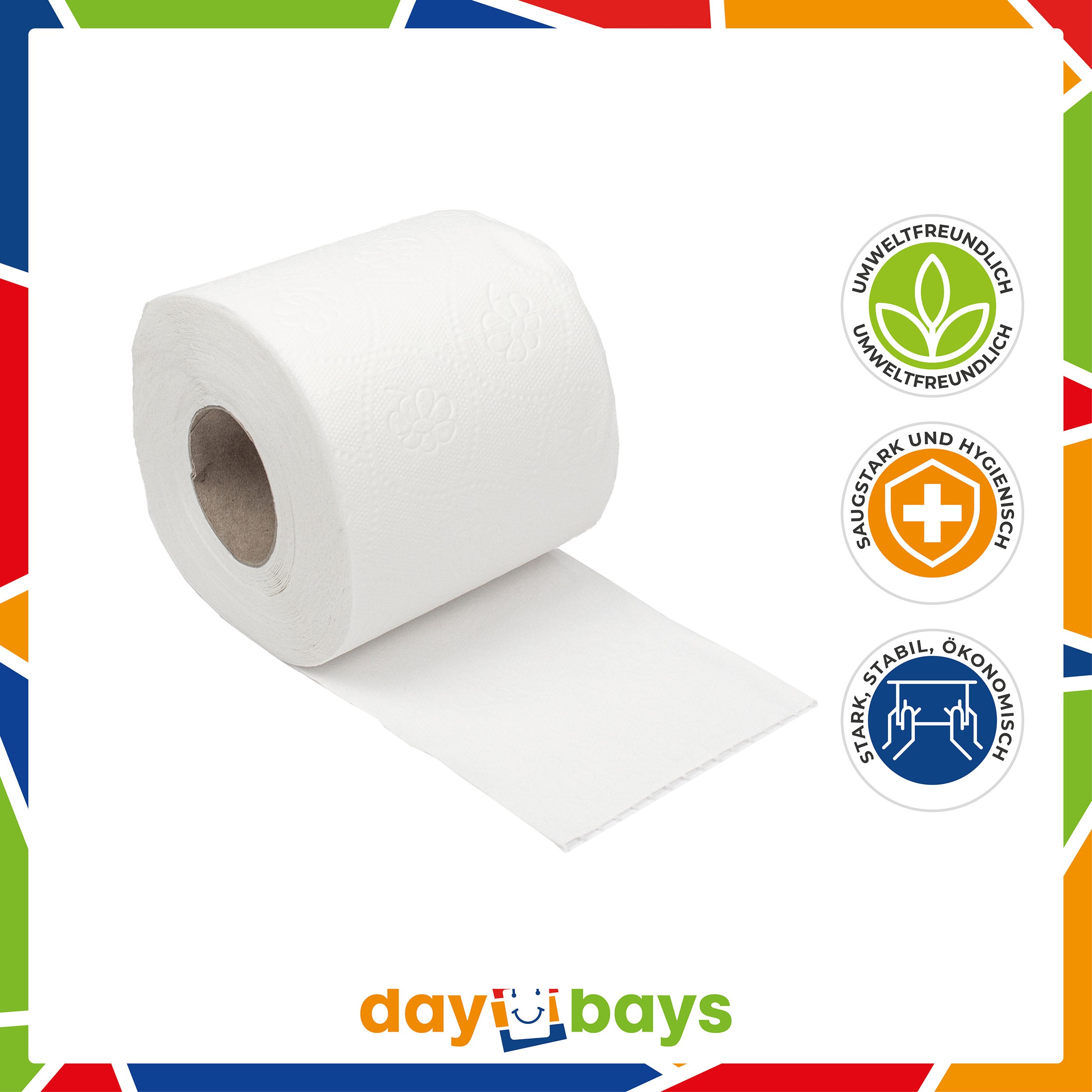 DayBays Toilettenpapier 3-lagig 150 Blatt 100% Zellstoff Extra Weich Weiß