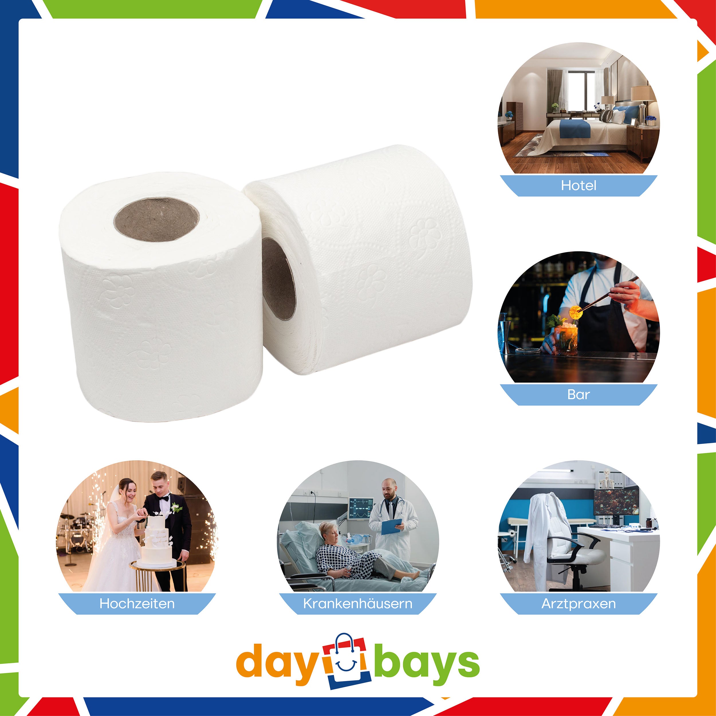 DayBays Toilettenpapier 3-lagig 150 Blatt 100% Zellstoff Extra Weich Weiß