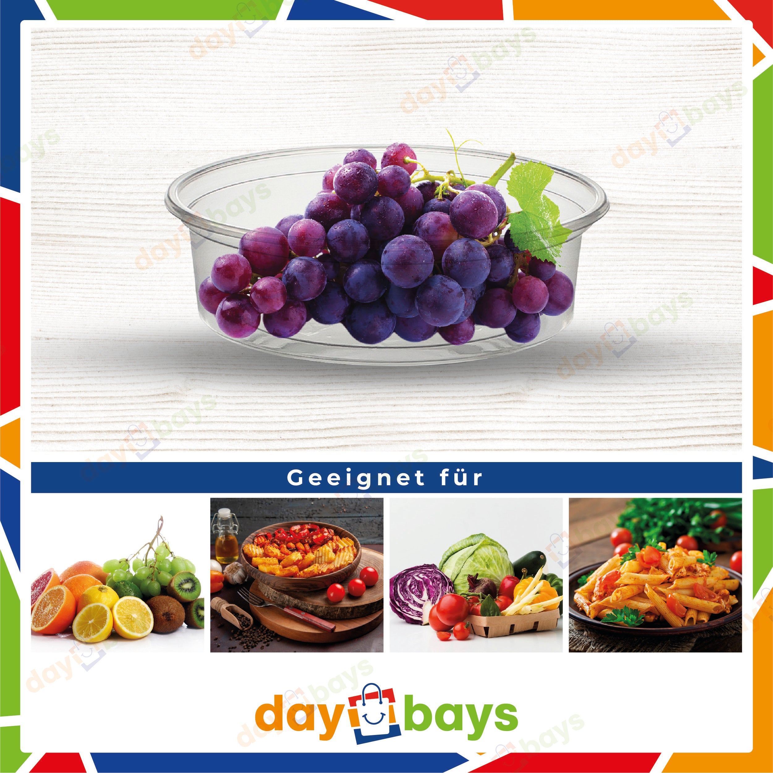 DayBays Feinkostbecher PP 250 cc. 101x51 mm rund Kombi-Verpackung inklusive passende Deckel