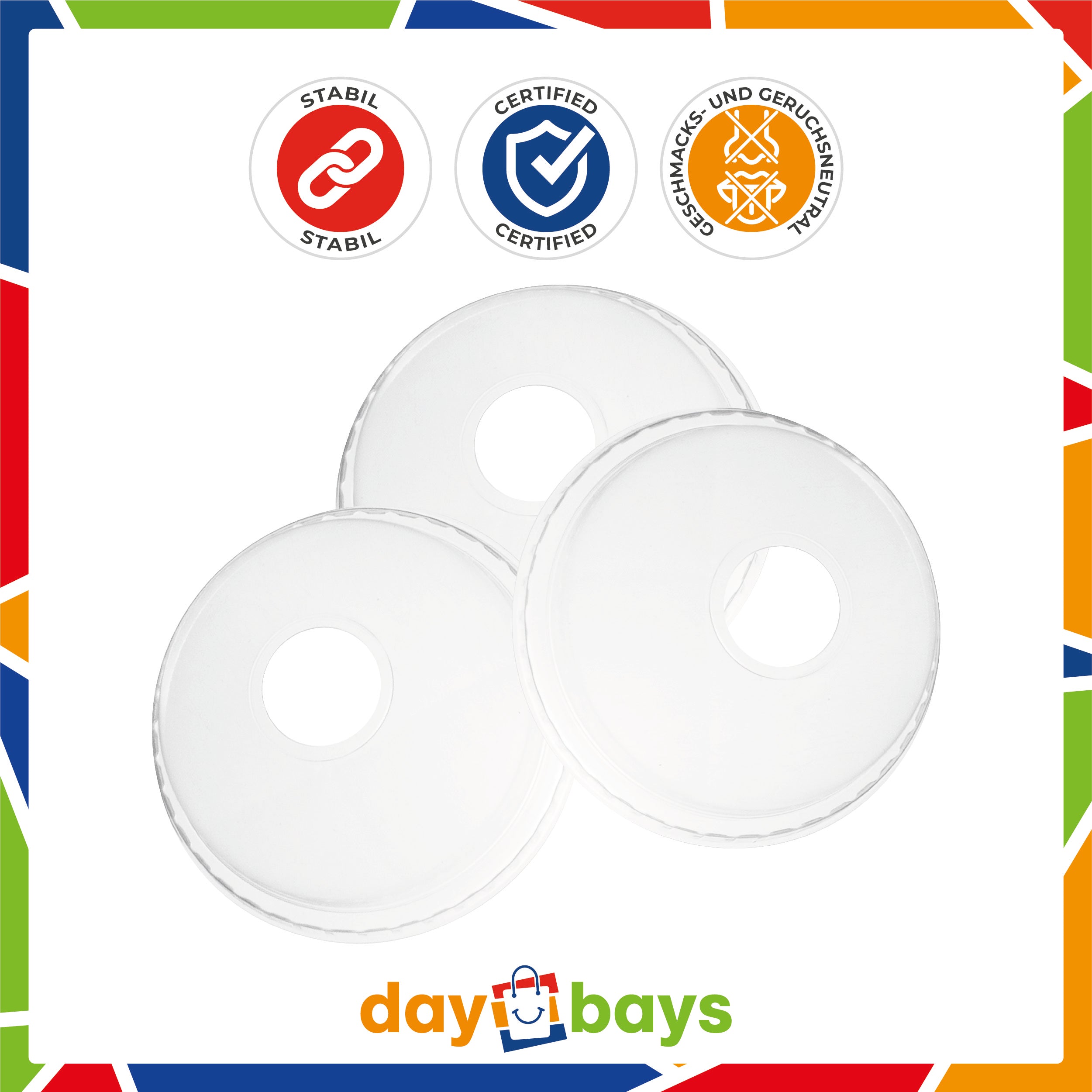 DayBays Dom Deckel mit Loch für Smoothie Becher Shakebecher Ø95mm transparent RPET