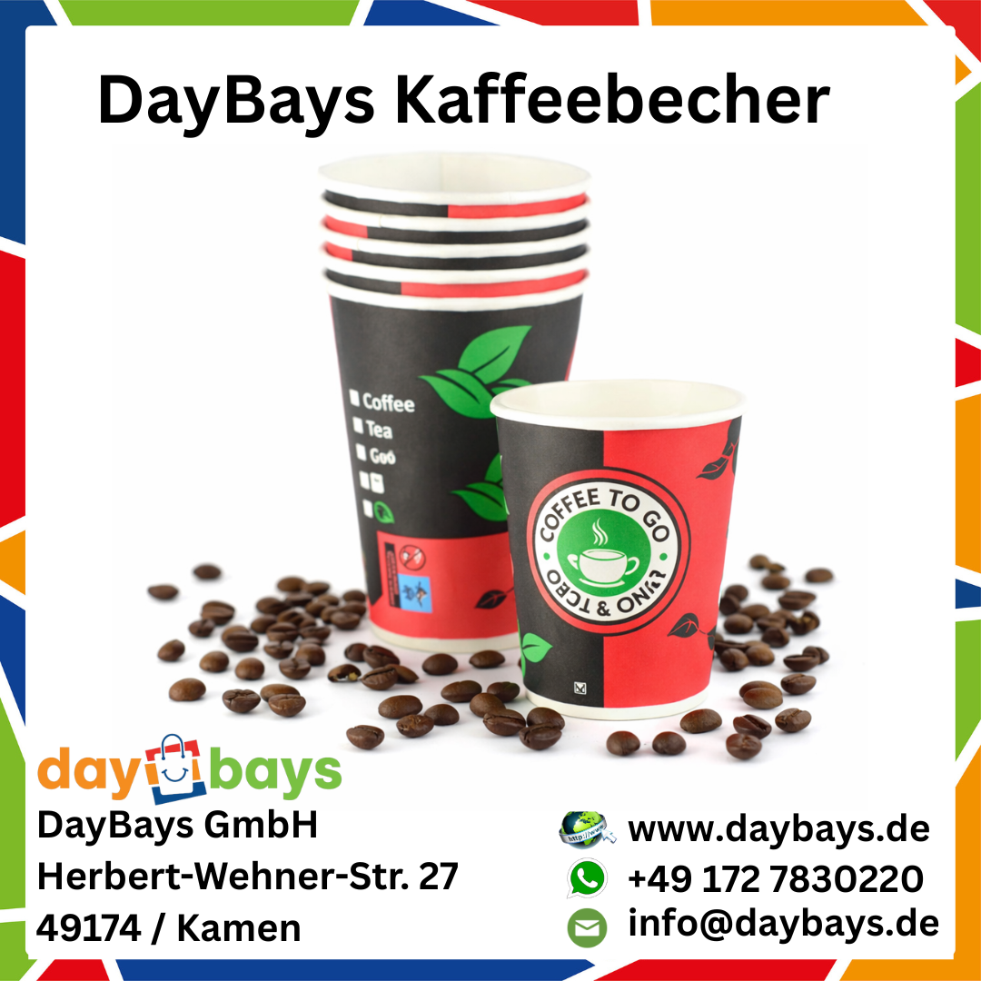 DayBays Kaffeebecher 7oz/175ml Ø6cm " Coffee To Go Becher " Pappe mit PE-beschichtet