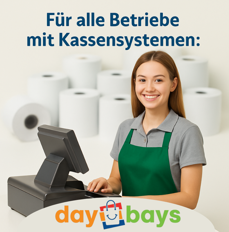 DayBays Thermorolle 57x36x12 mm 15 meter pro Rolle Kassenrollen aus Papier