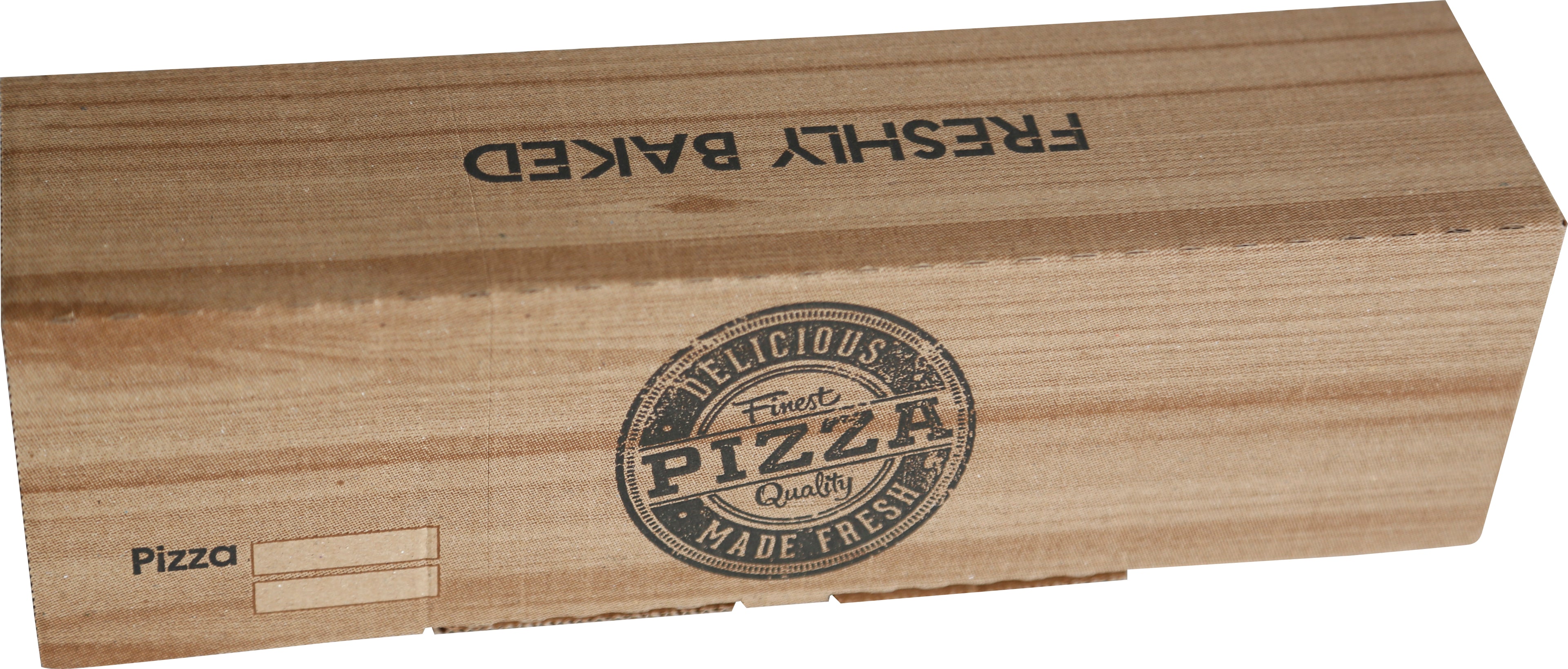 DayBays Pizza-Karton Rollo 28x8x7 cm Braun Kraftpapier bedruckt mit Pizza-Motiv