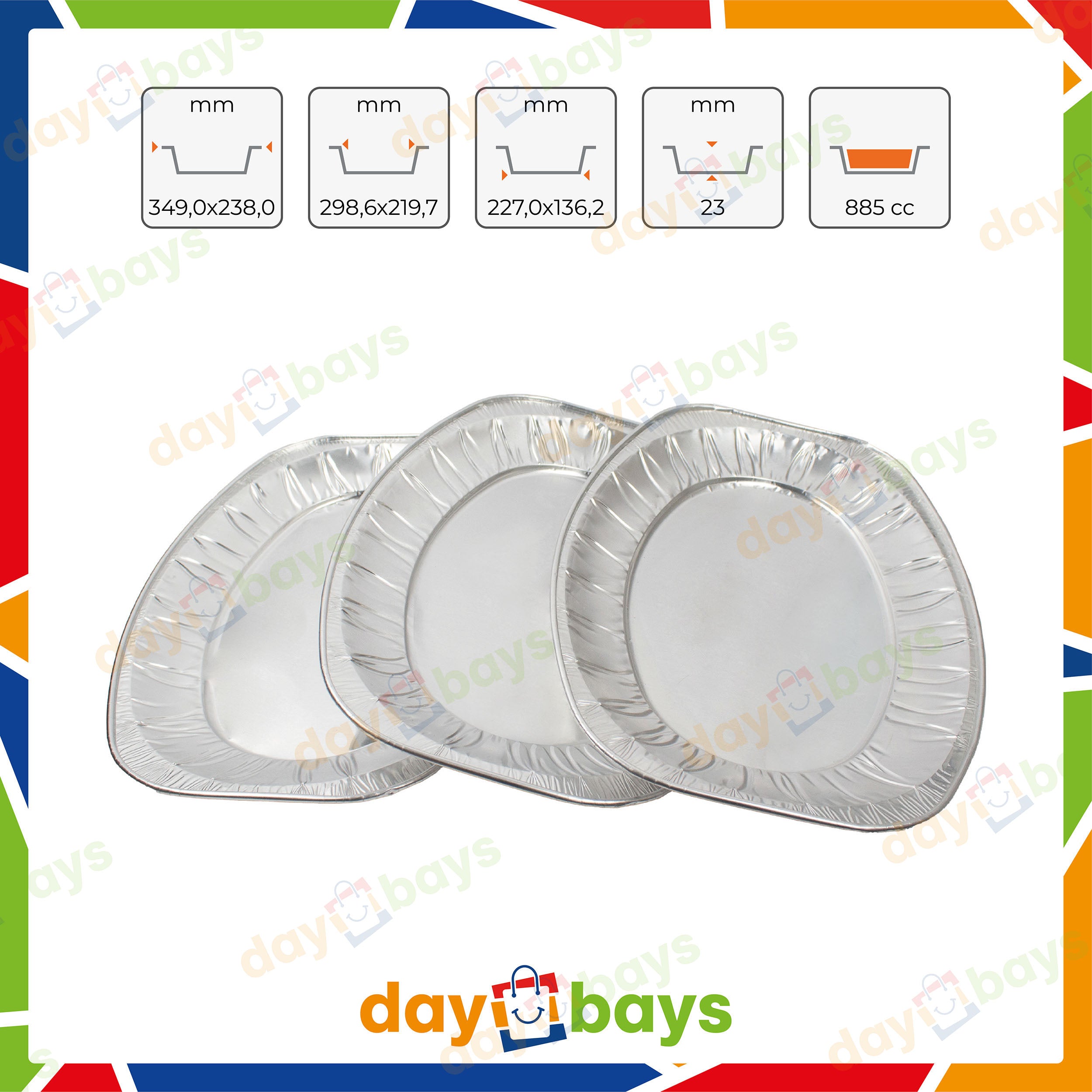 DayBays Alu-Servierplatten V350G 885ml 349x238x230 mm 885cc Oval 35cm